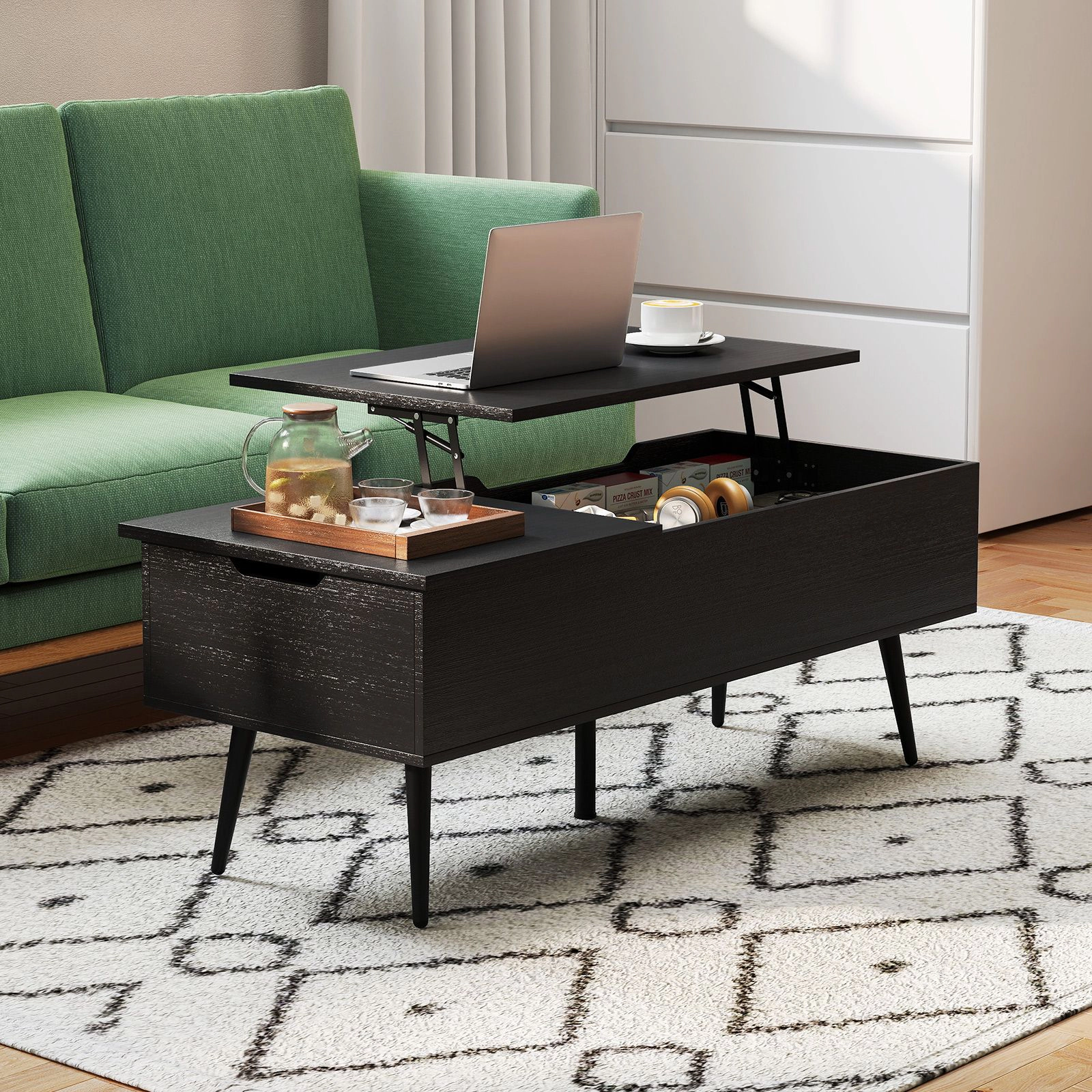 SlickBlue 47 Inch Lift Top Coffee Table with Hidden Storage