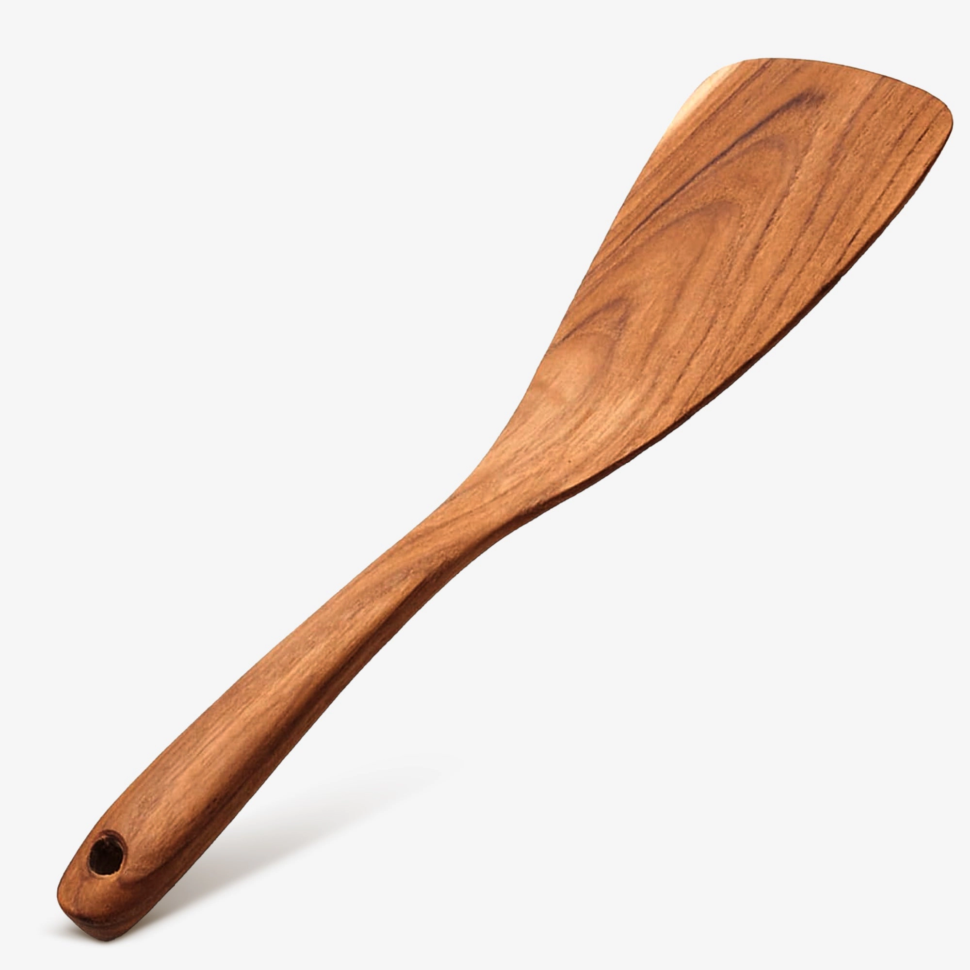 Cheer Collection Teak Wood Frying Spatula for Nonstick Pans with Wide Flat Turning Head
