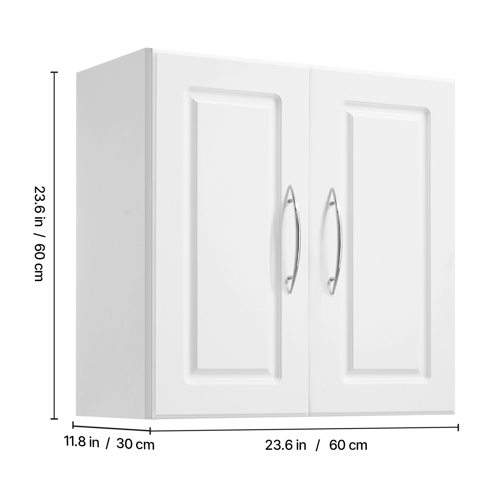 HONGGE 2-Tier Wall Mounted Laundry Cabinet with Adjustable Shelf, 2-Door Storage Cupboard, White, 24 in