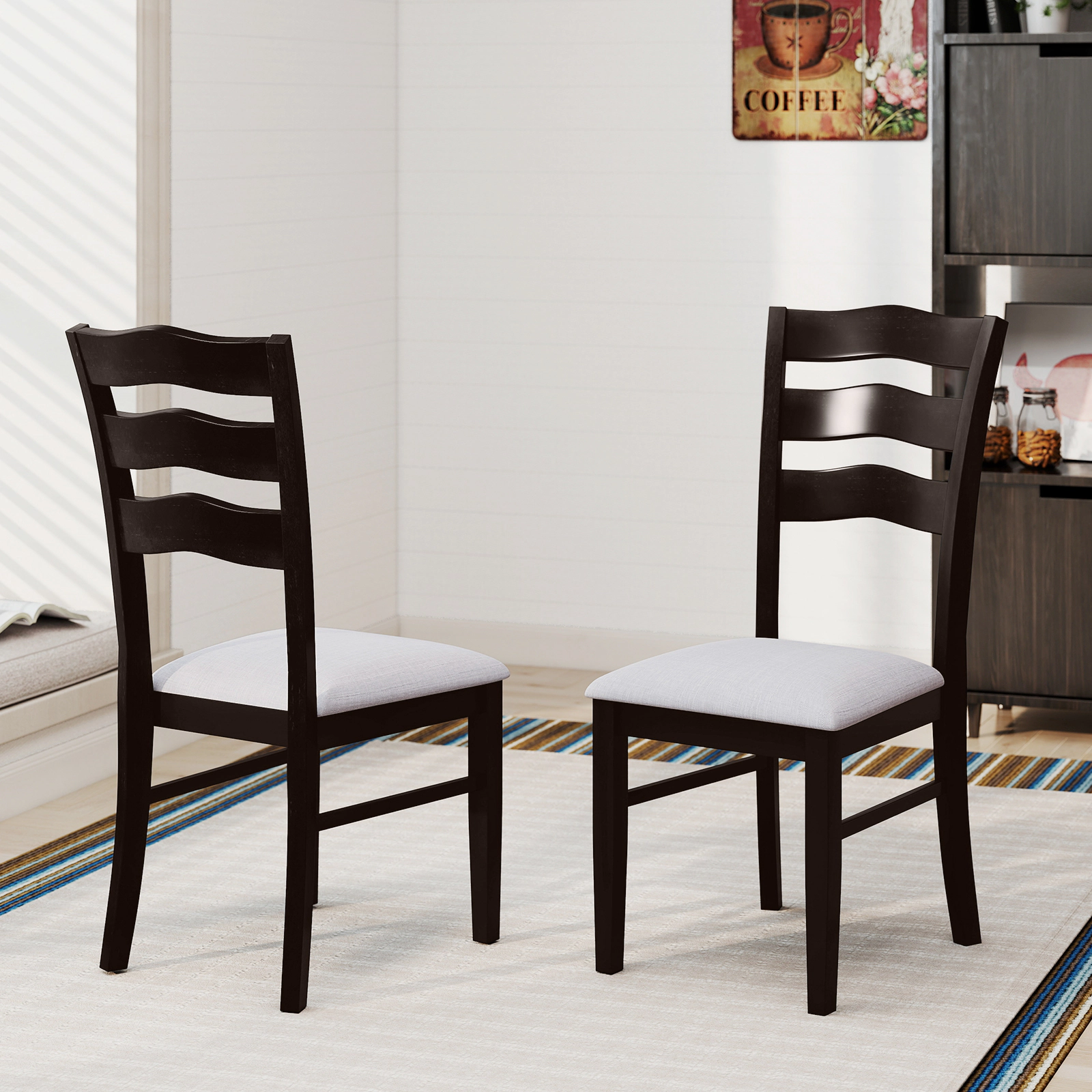 LJG Farmhouse Dining Chairs Set of 2 Modern Kitchen Chairs with Elegant Hollowed Backrest