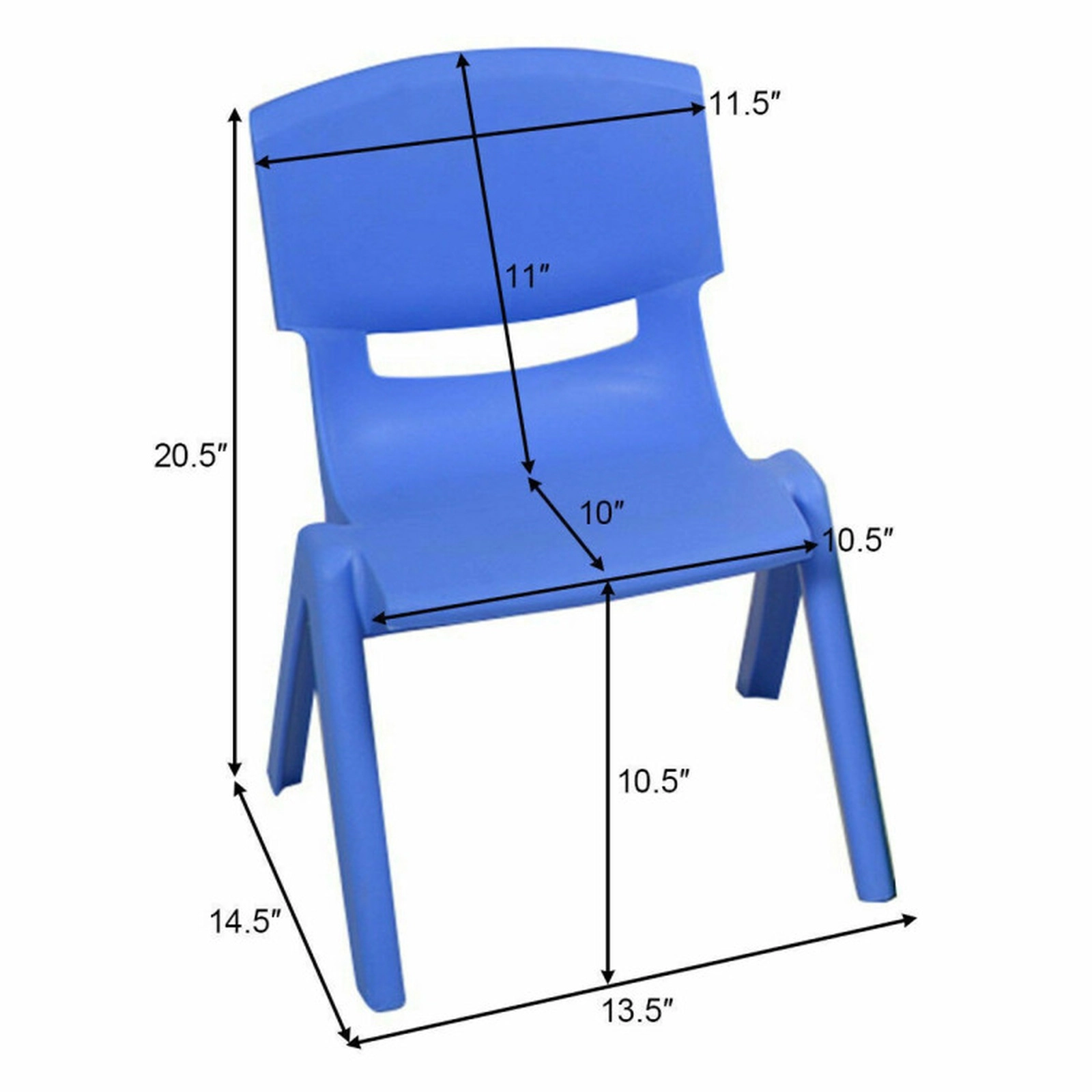 SUGIFT 4-Pack Stackable Plastic Children Chairs 176-lb Capacity Ages 3-8 21-in Tall Red/Blue Colorful HDPE and Steel