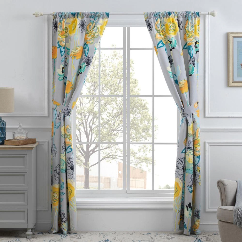 Greenland Home Fashion Watercolor Dream Curtains - Gray 42x84"