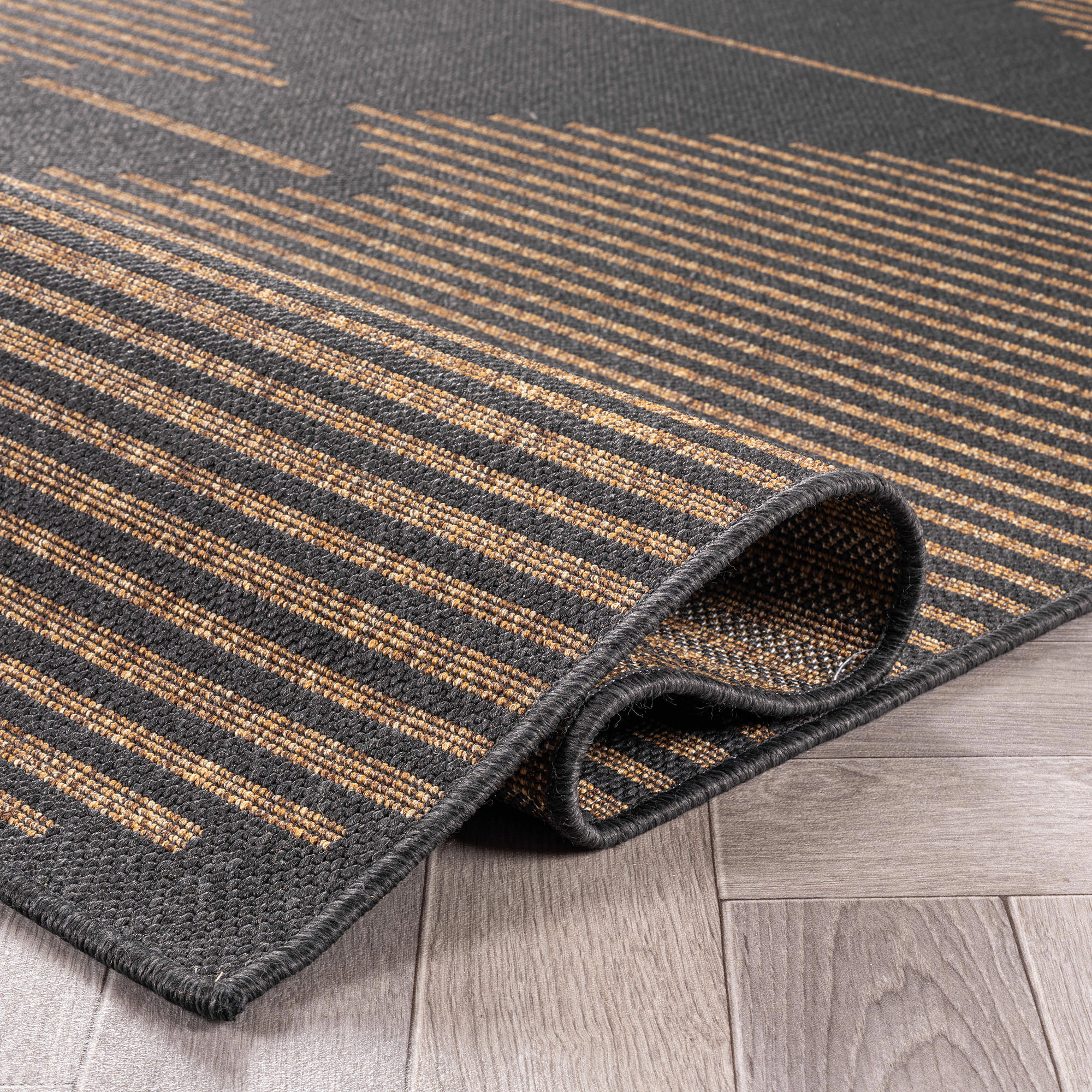 World Rug Gallery Geometric Indoor/Outdoor Flat Woven Area - Natural Jute-Style, Easy-Care Patio