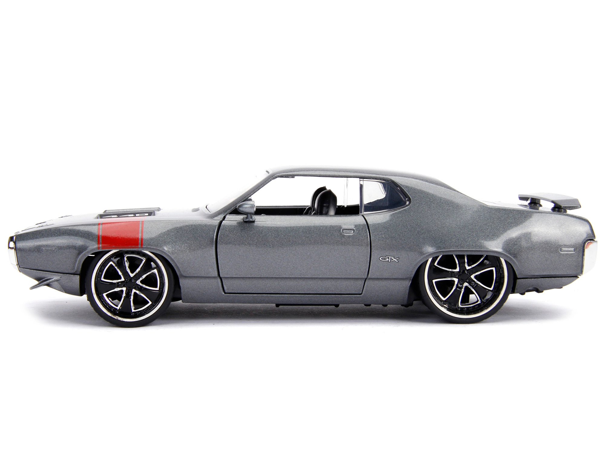 Jada 1972 Plymouth GTX 440 Metallic Gray with Red Stripe "Bigtime Muscle" 1/24 Diecast Model Car by Jada
