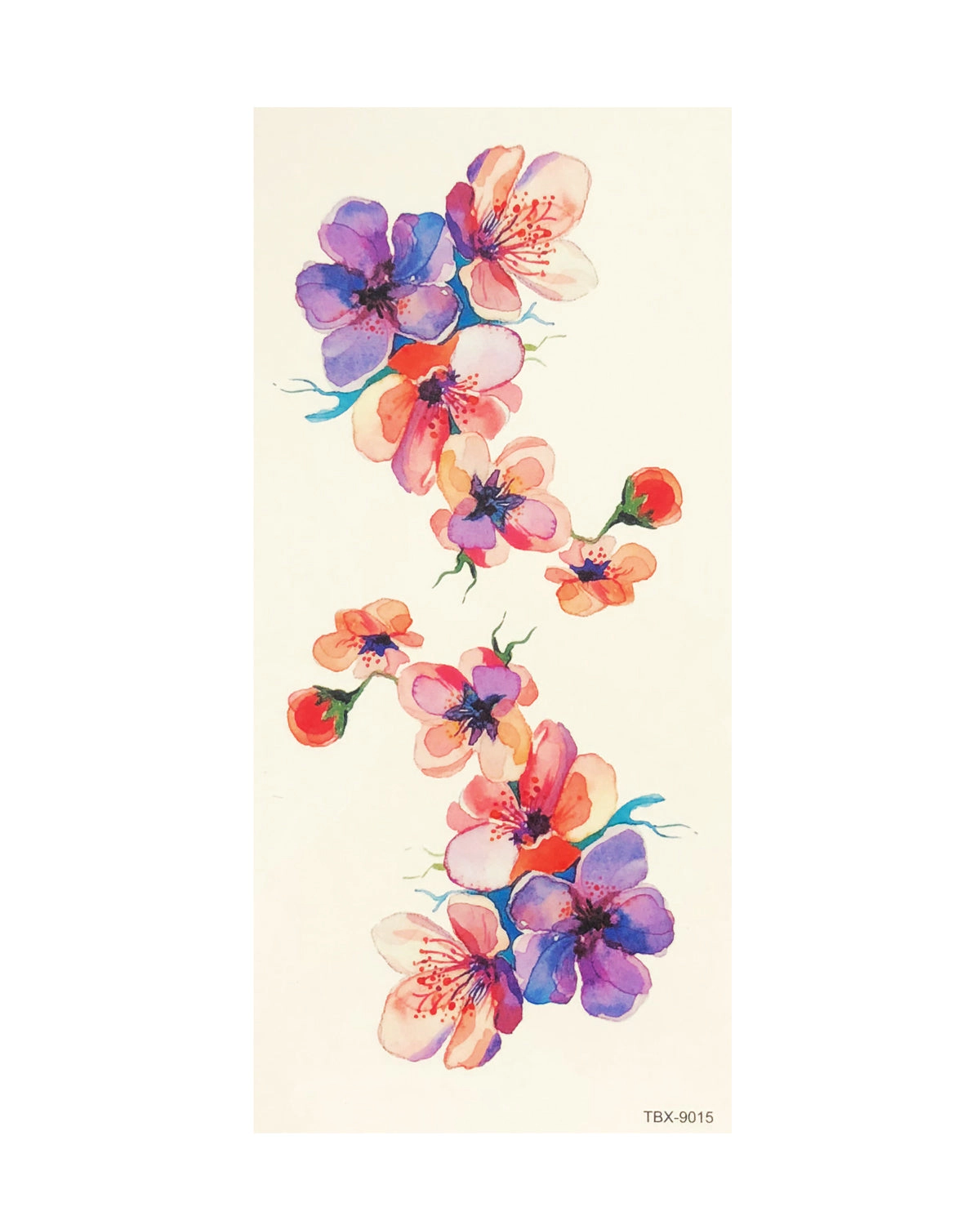 Wrapables Floral Temporary Tattoos Body Art Water Tattoos (8 Sheets