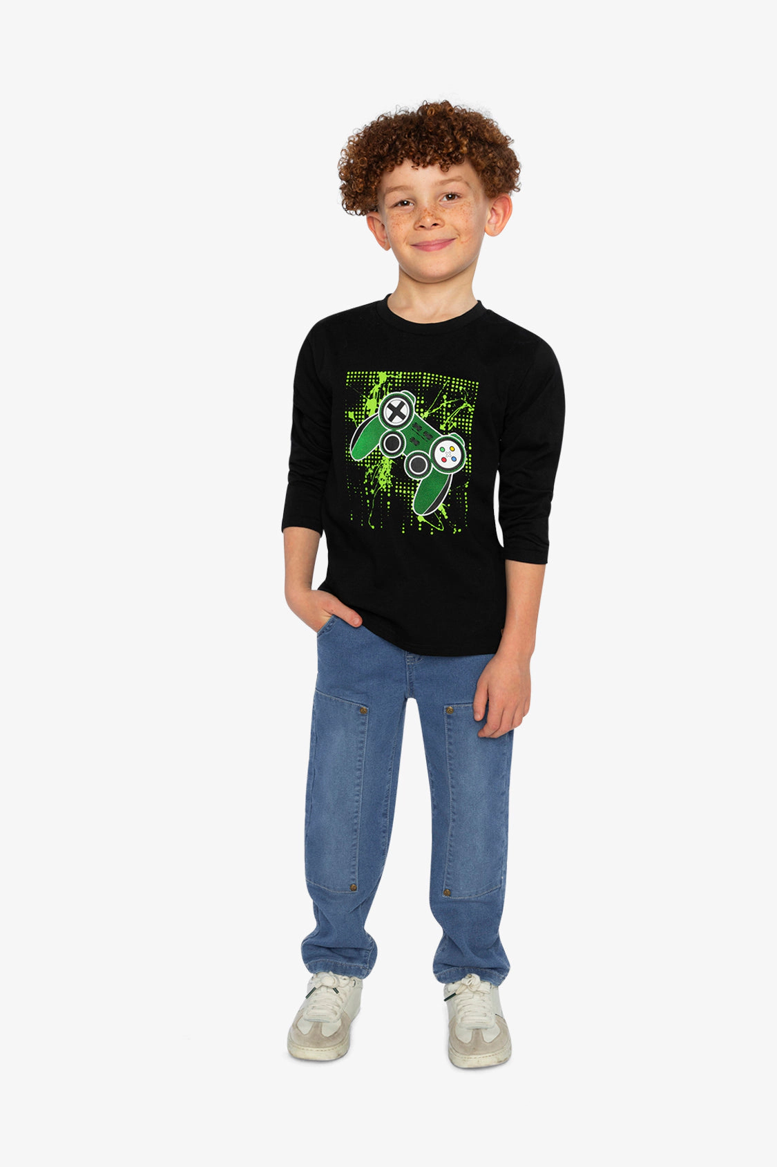 Deux par Boys Long Sleeve T-Shirt with Controller Graphic