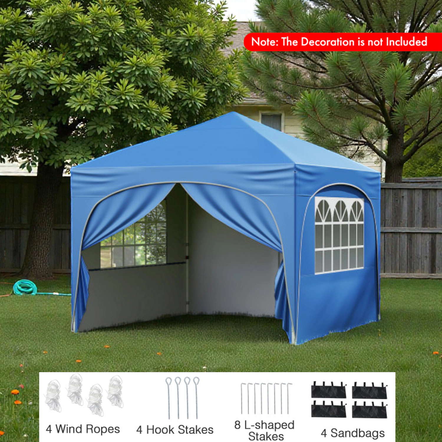 Hivvago 10 x Ft Quick Setup Canopy Shelter with Four Zip-Off Sidewalls