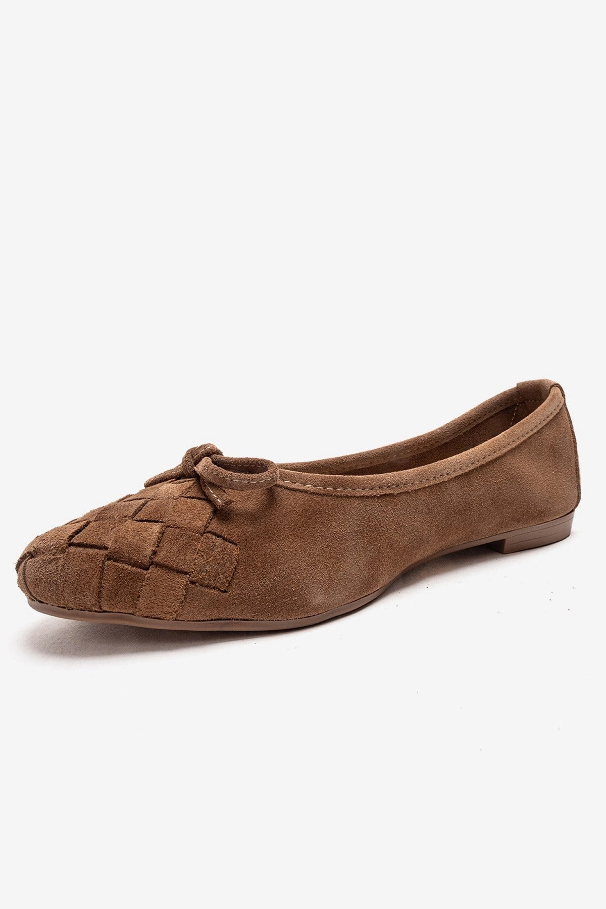 Forever & Always Womens Nopos Leather Cap Toe Ballet Flats