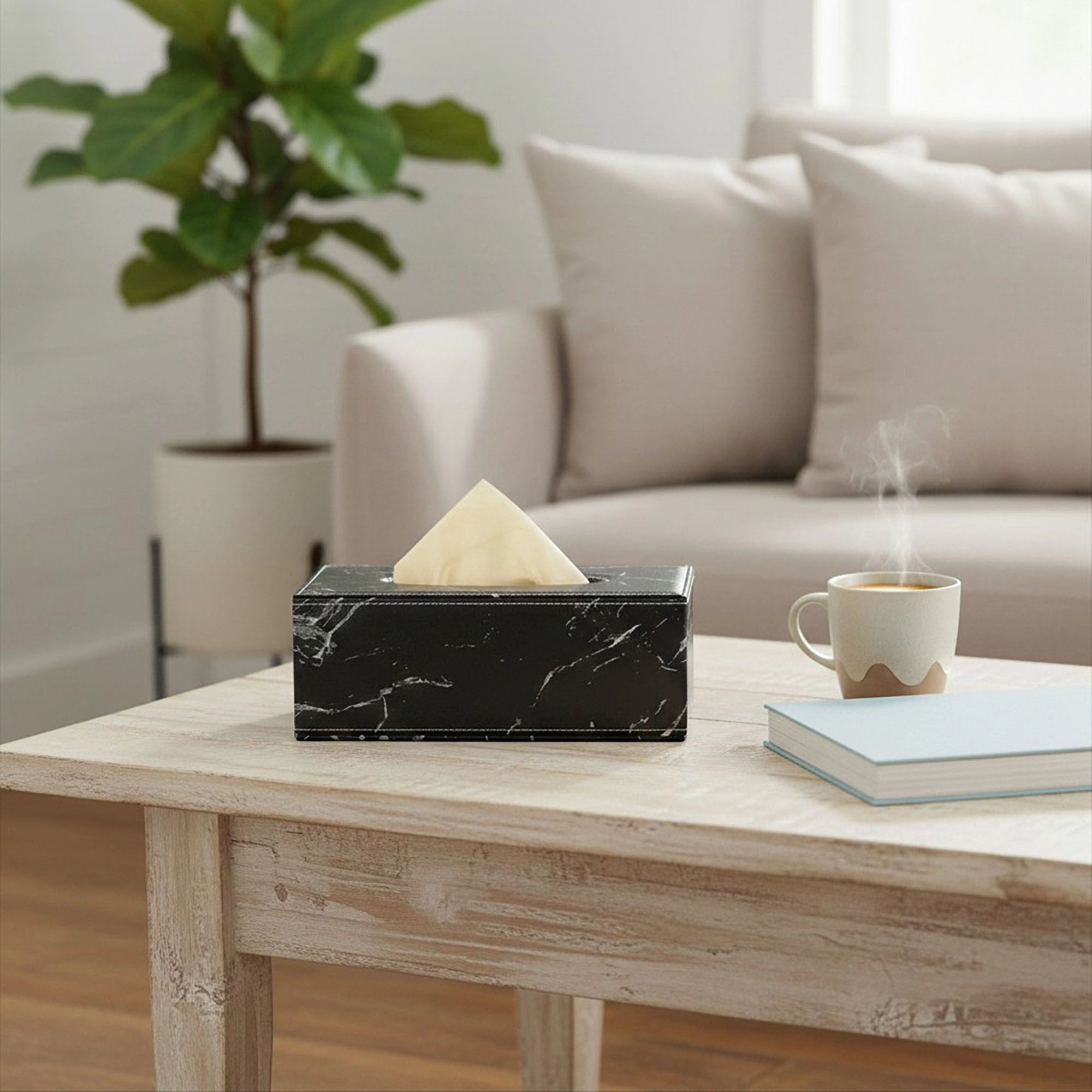 Alilang Women Faux Marble Leatherette Tissue Holder Rectangular Box Cover