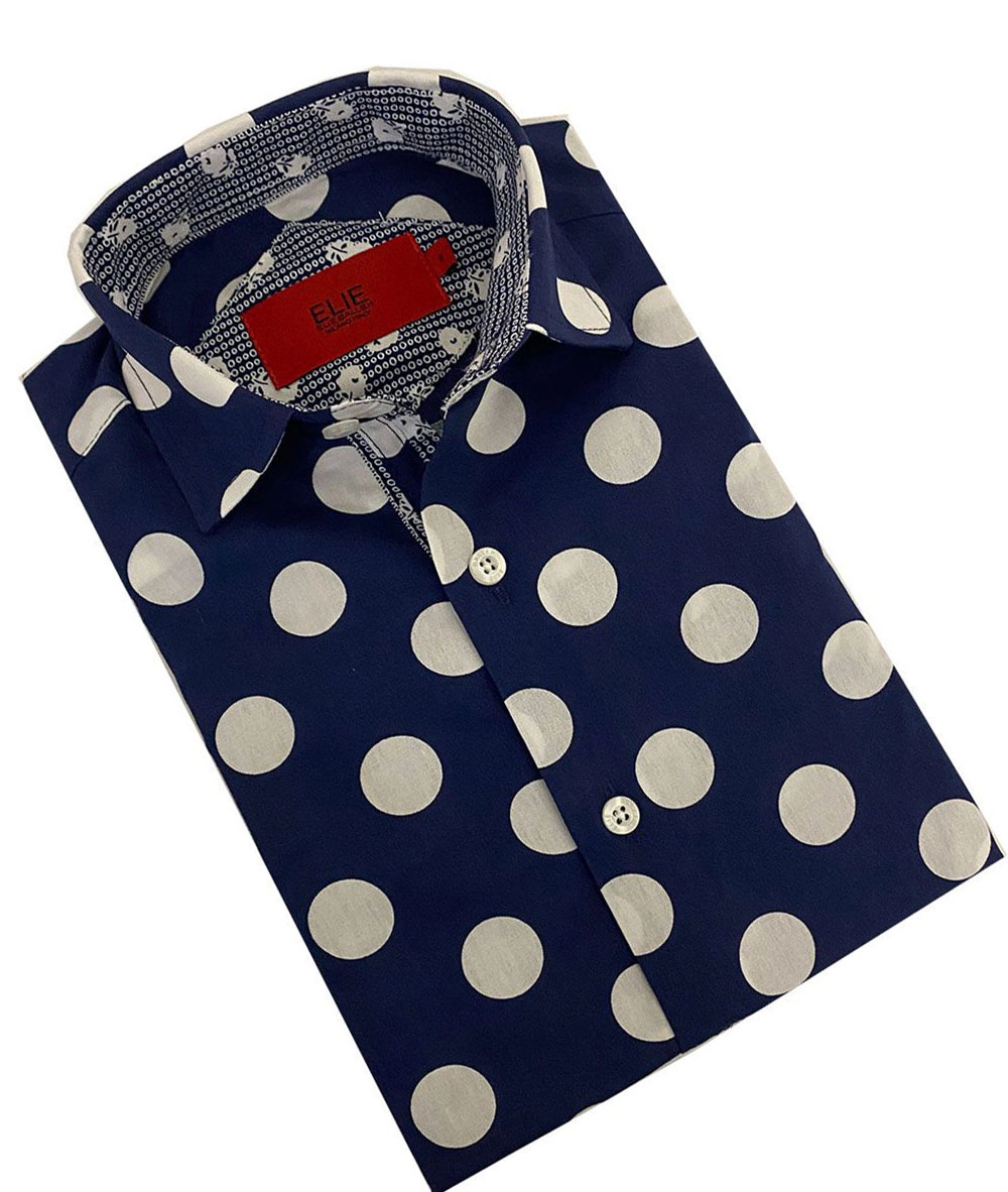 Elie Balleh Boys Slim Fit Long Sleeve Polka Dot Shirt