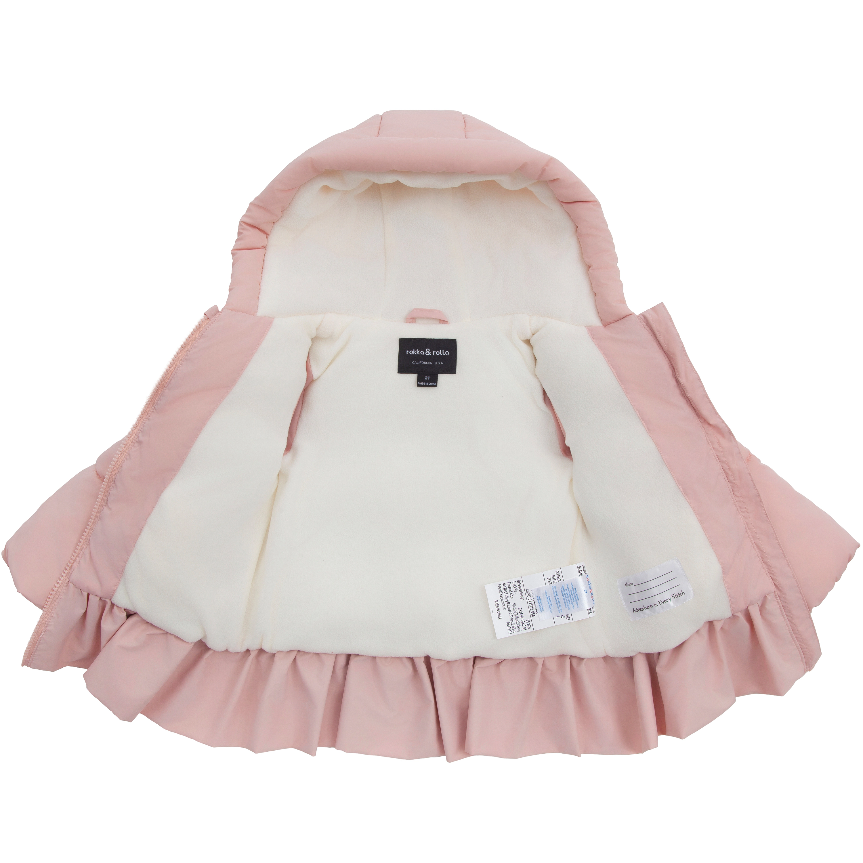 Rokka&Rolla Toddler Girls Rosie Fleece-Lined Ruffle Puffer Coat