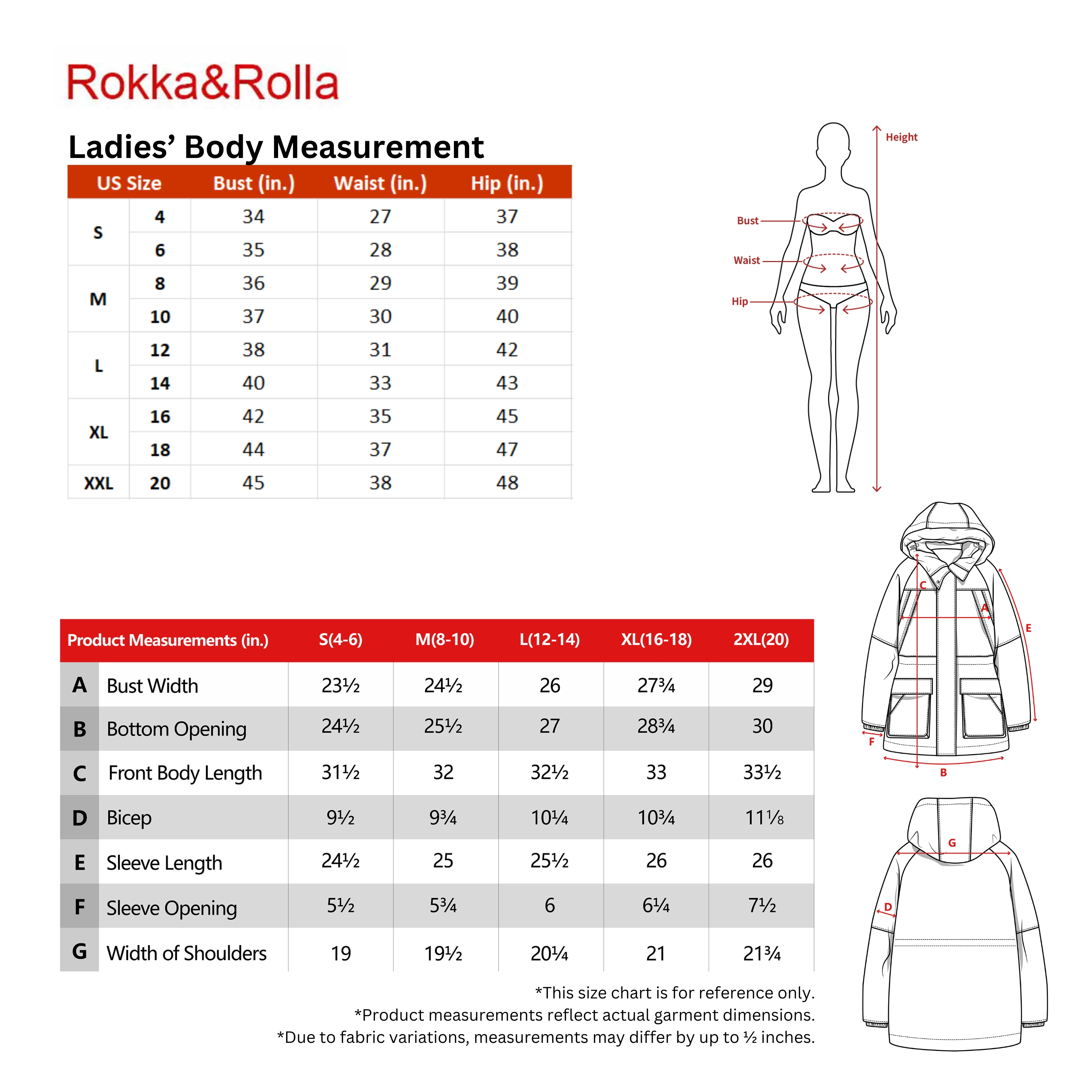 Rokka&Rolla Womens Parka Jacket with Carrying Straps