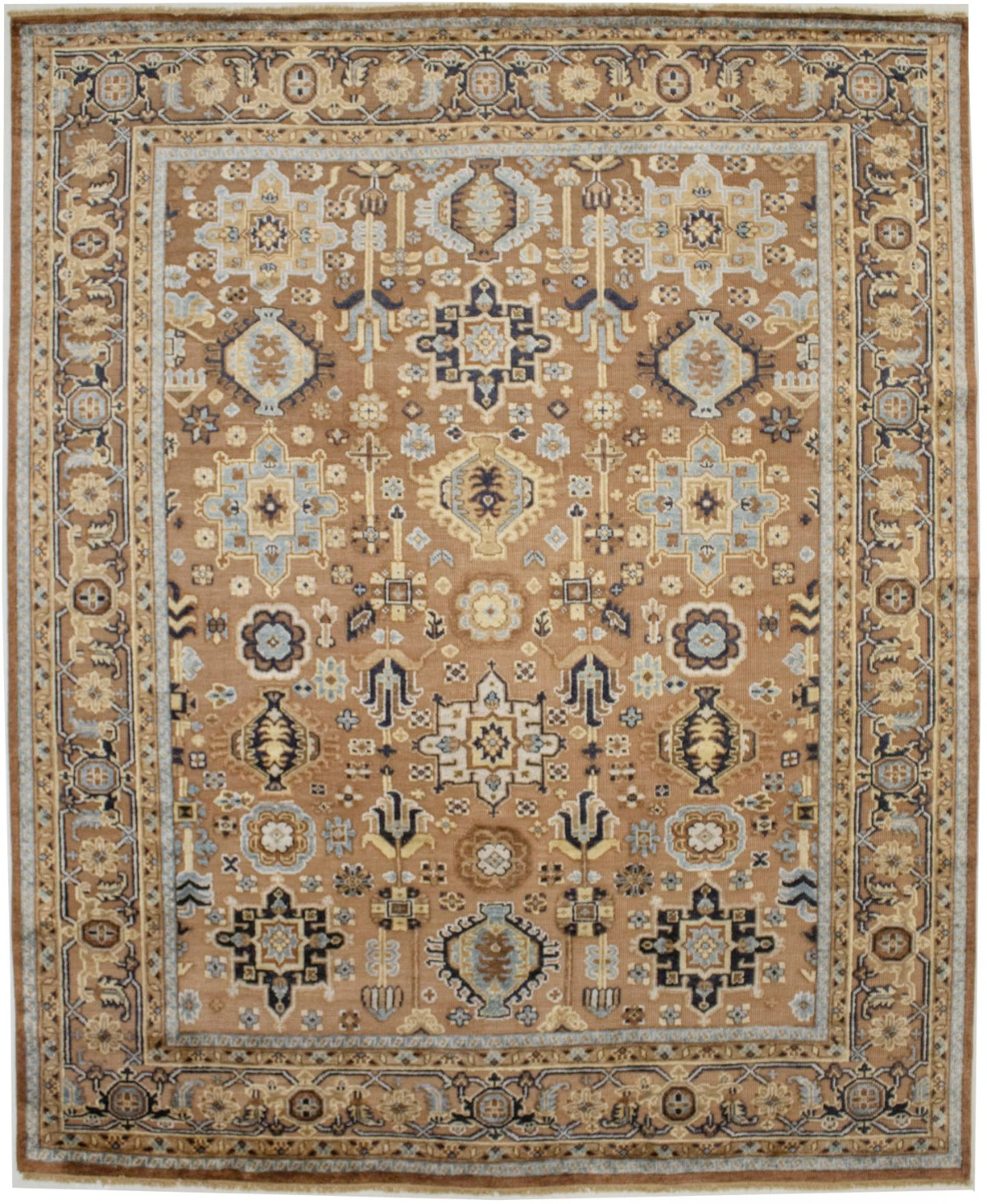 Magic Rugs 8'0 X 9'9 Hand Knotted Rust Geometric Indo-Karajeh Wool Rug
