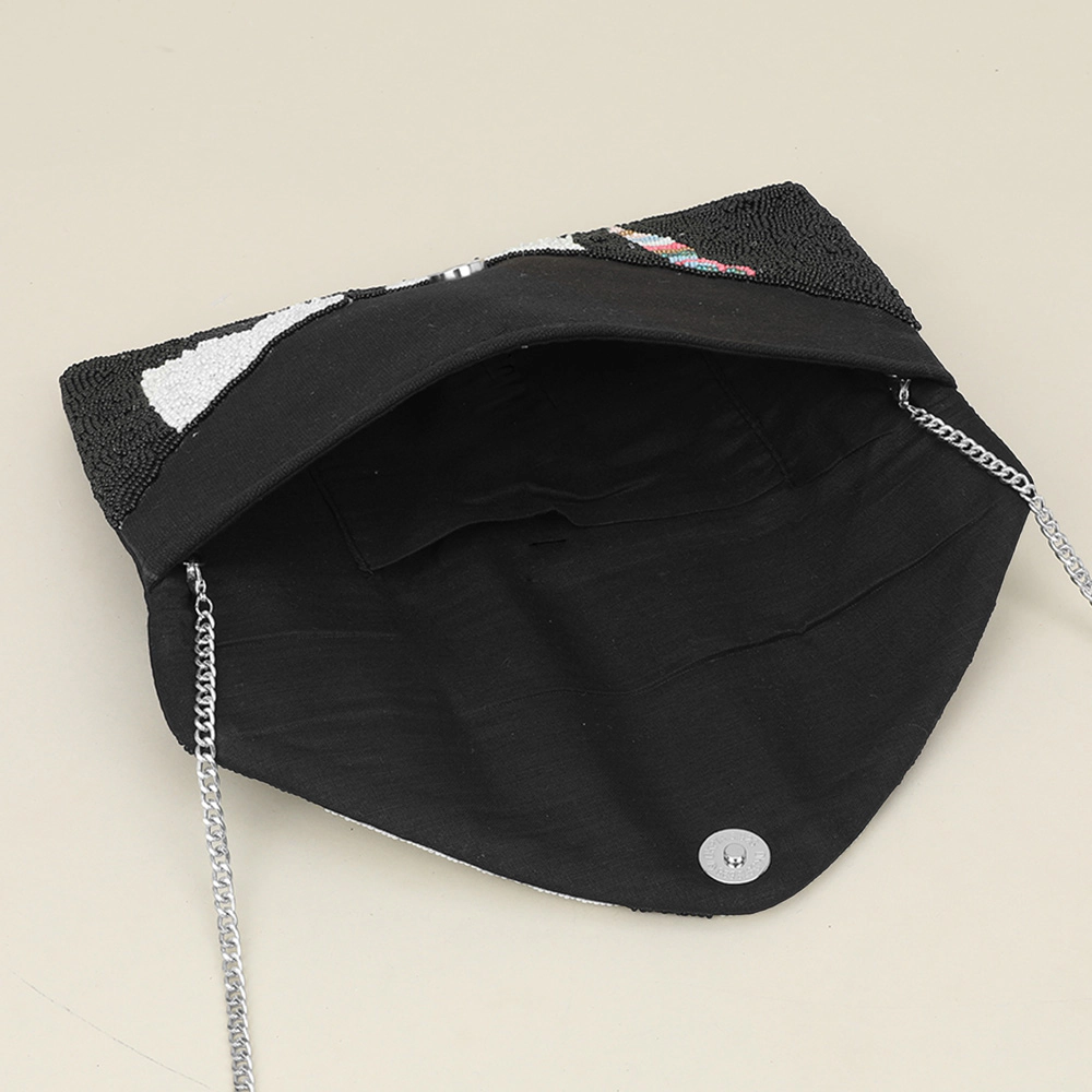 Fashnzfab Seed Beaded Dog Flap Envelope Clutch Bag