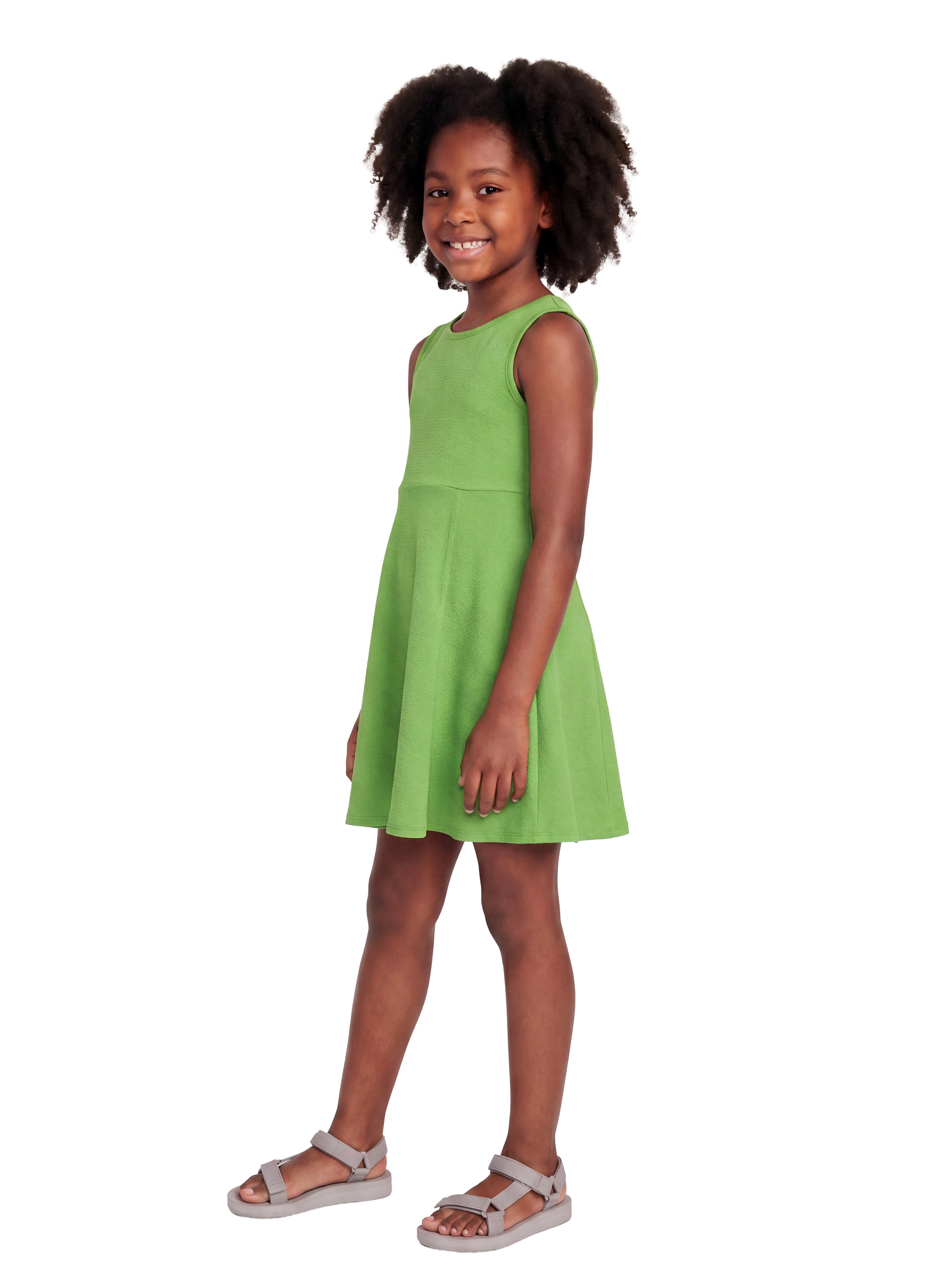 24sevenKid Essential Girls Sleeveless Knee Length Fit and Flare Dress