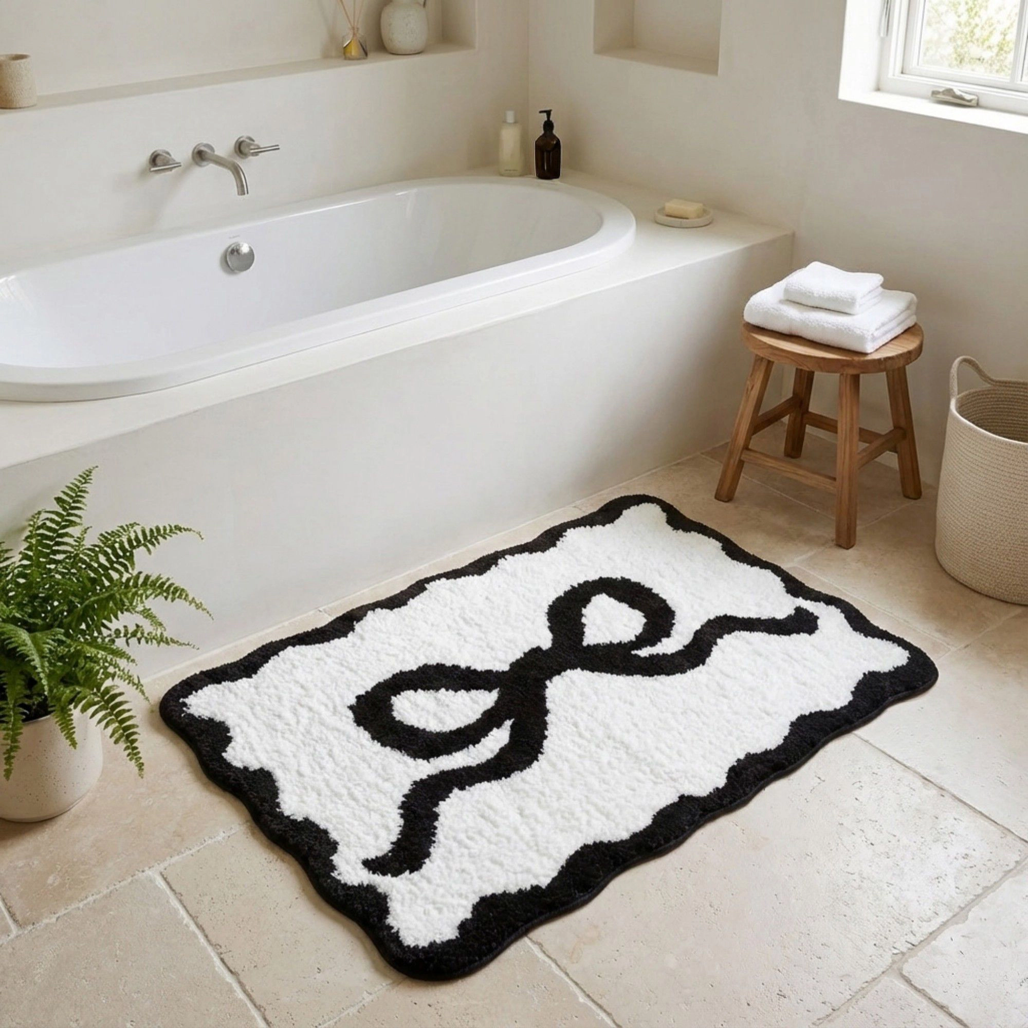 Alilang Unisex Tufted Abstract Bow Accent Mat Decorative Floor and Valentine Tabletop Decoration