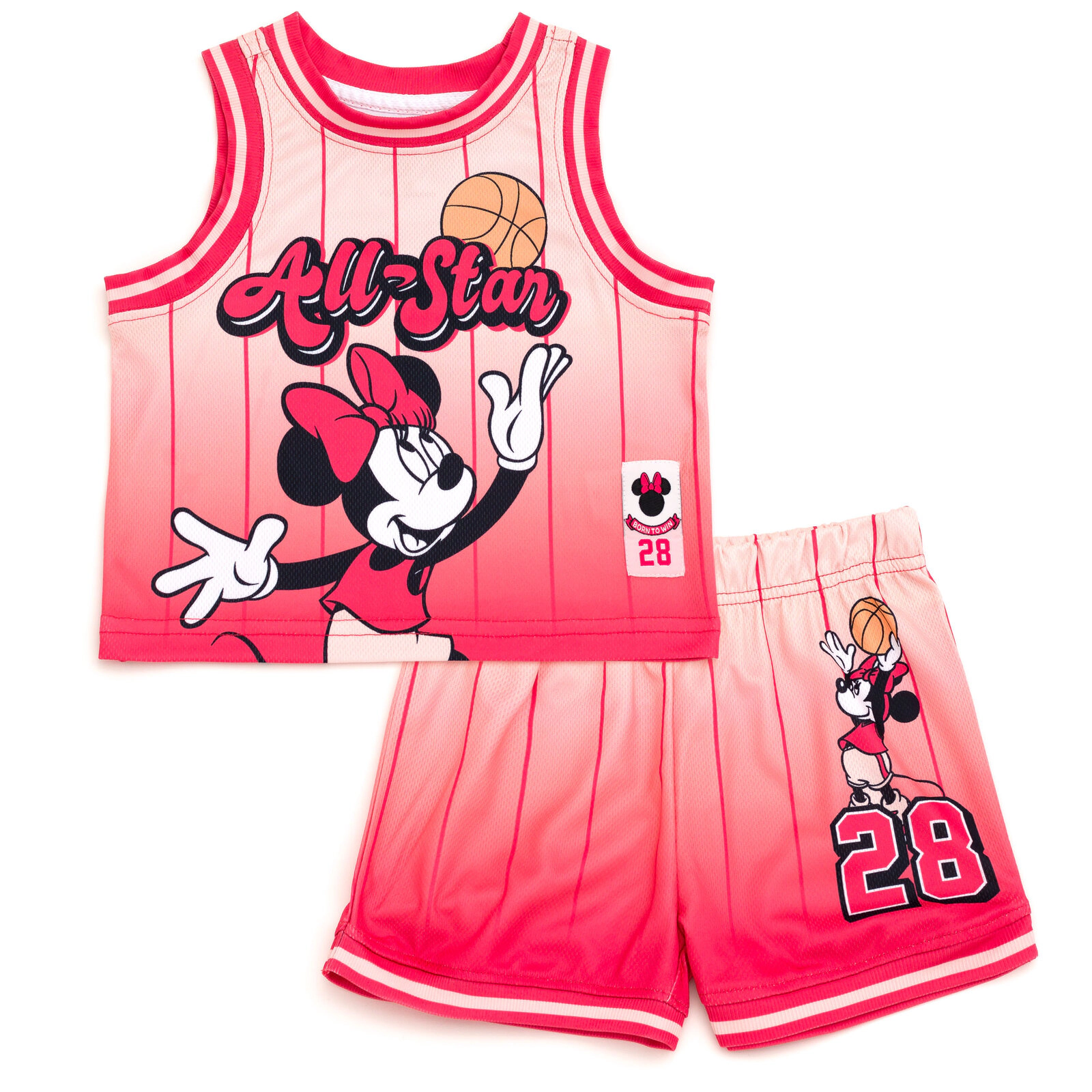 Disney Minnie Mouse Girls' 2-Piece Basketball Jersey and Shorts Set