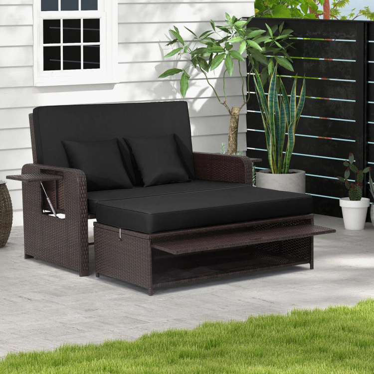 Hivvago Premium Adjustable Outdoor Patio Daybed Set With Cushions And Storage Ottoman