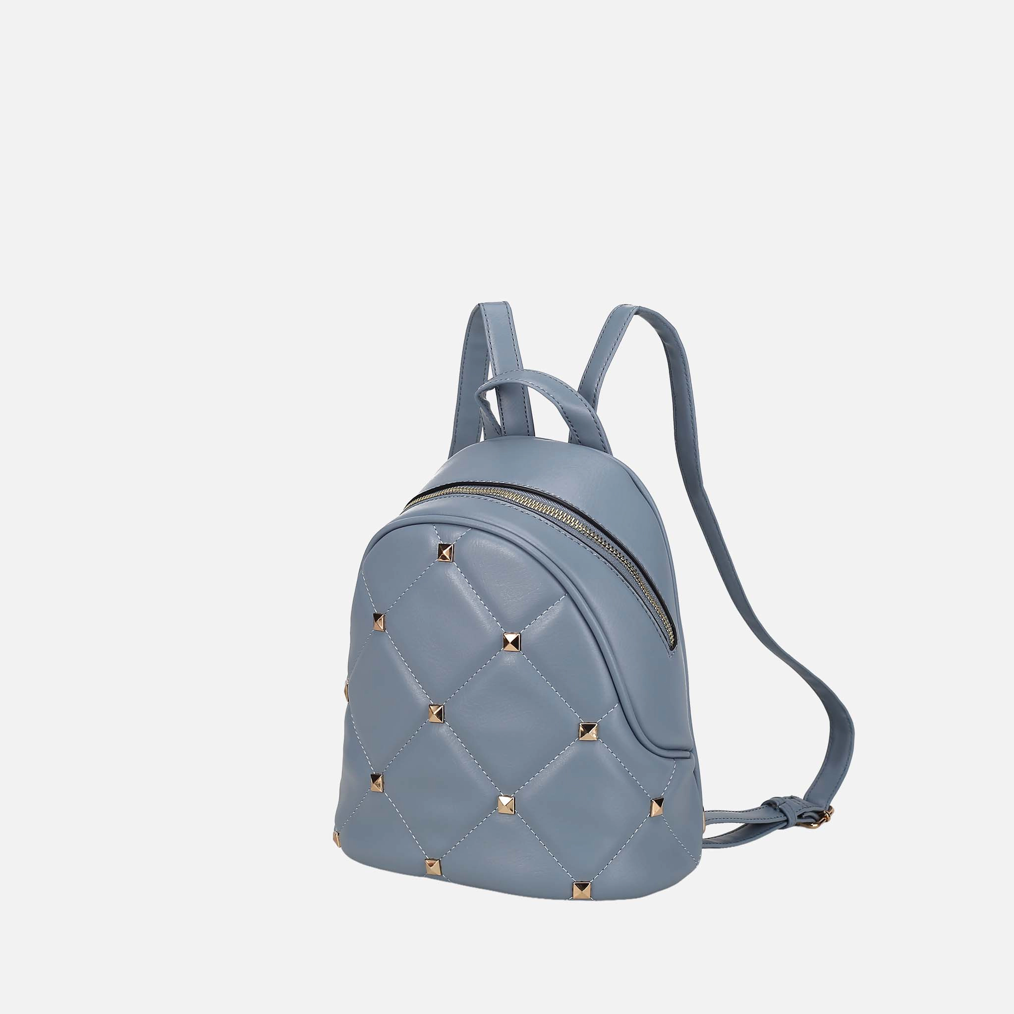 Mia K Collection Hayden Vegan Leather Backpack - Gold-Tone Hardware, Pressed Stud Detail