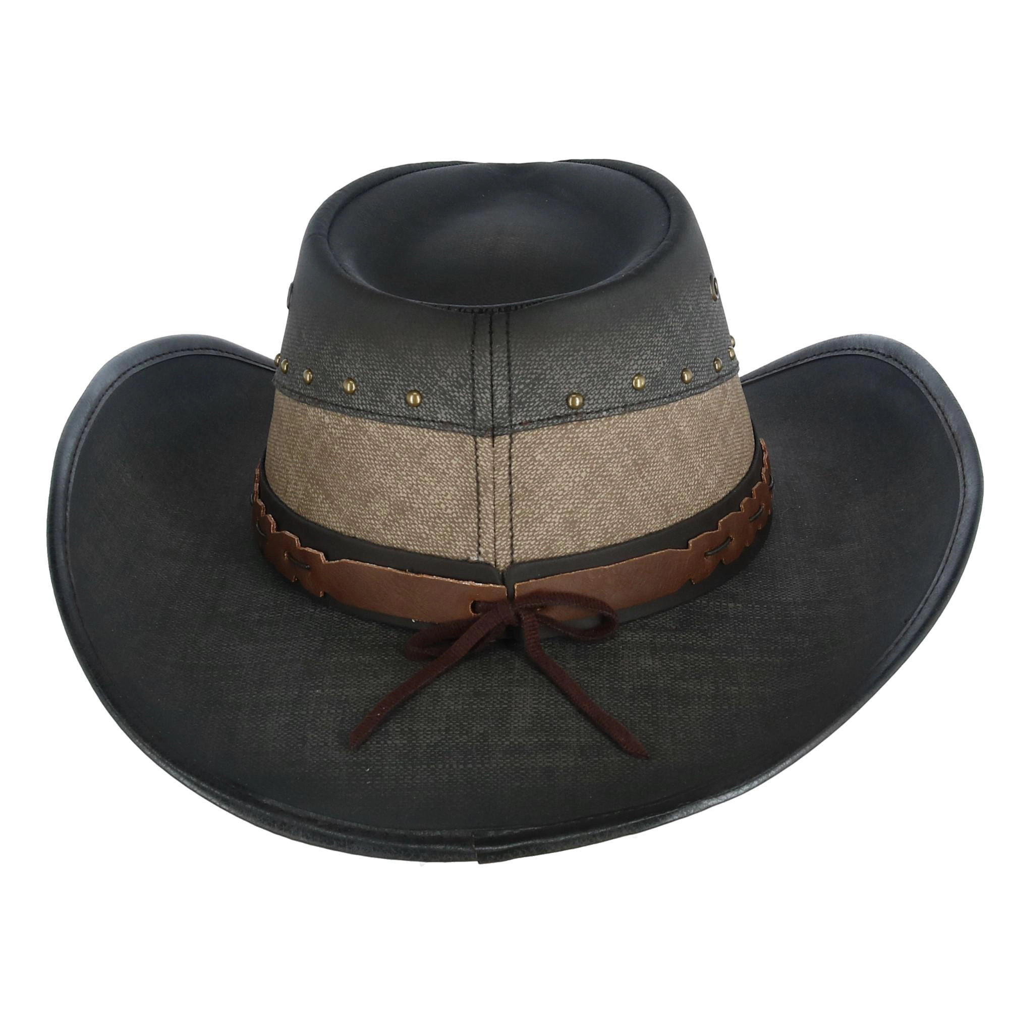 Kenny K Men's Vegan Leather Western Hat with Beaded Hatband