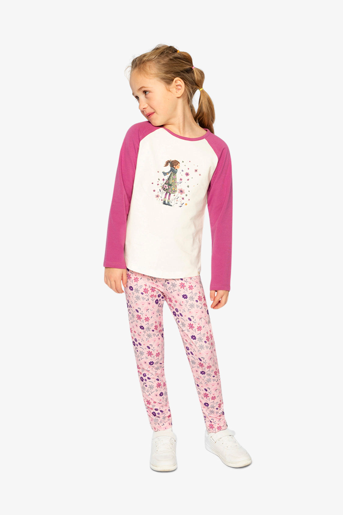 Deux par Girls Raglan Organic Cotton Garden Graphic T-Shirt