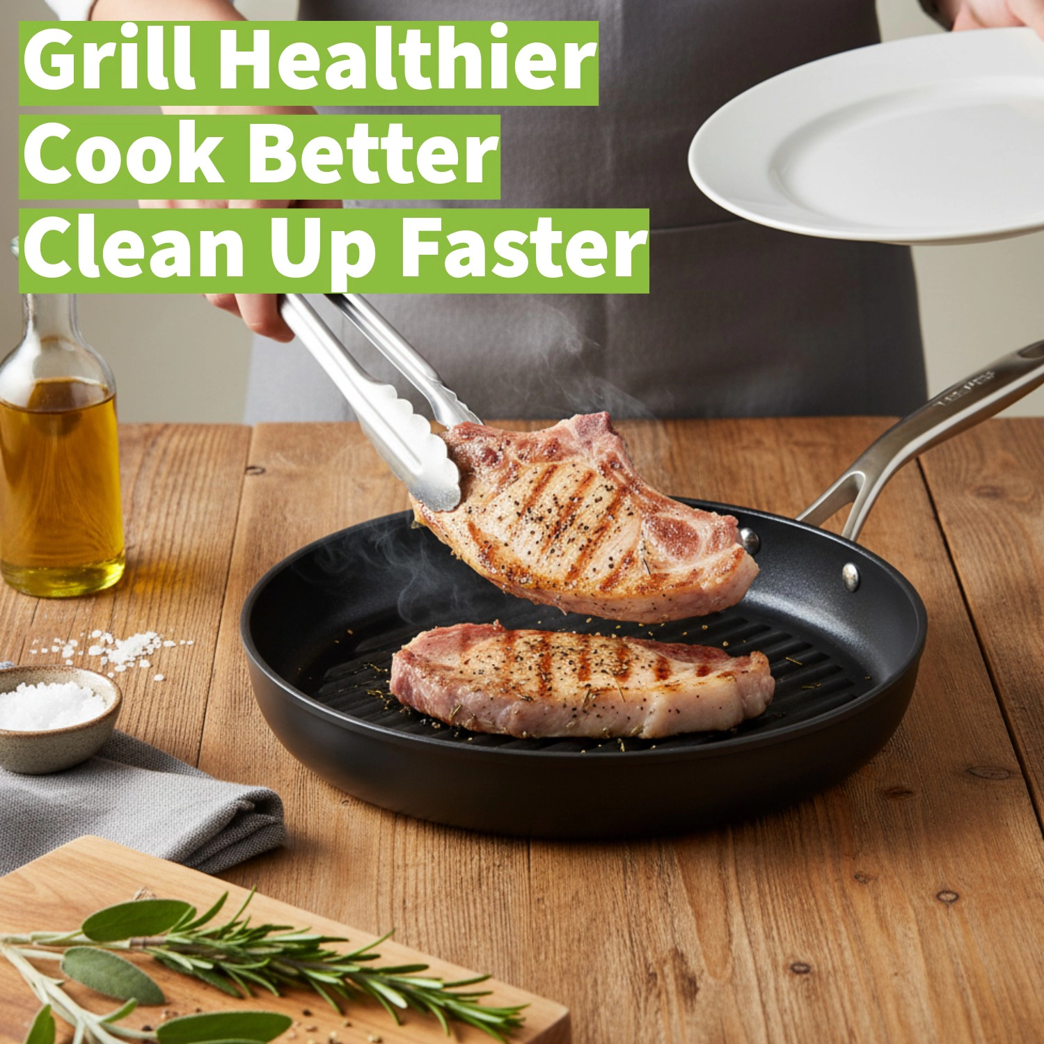 TECHEF Onyx - 12 Inch Nonstick Grill Pan