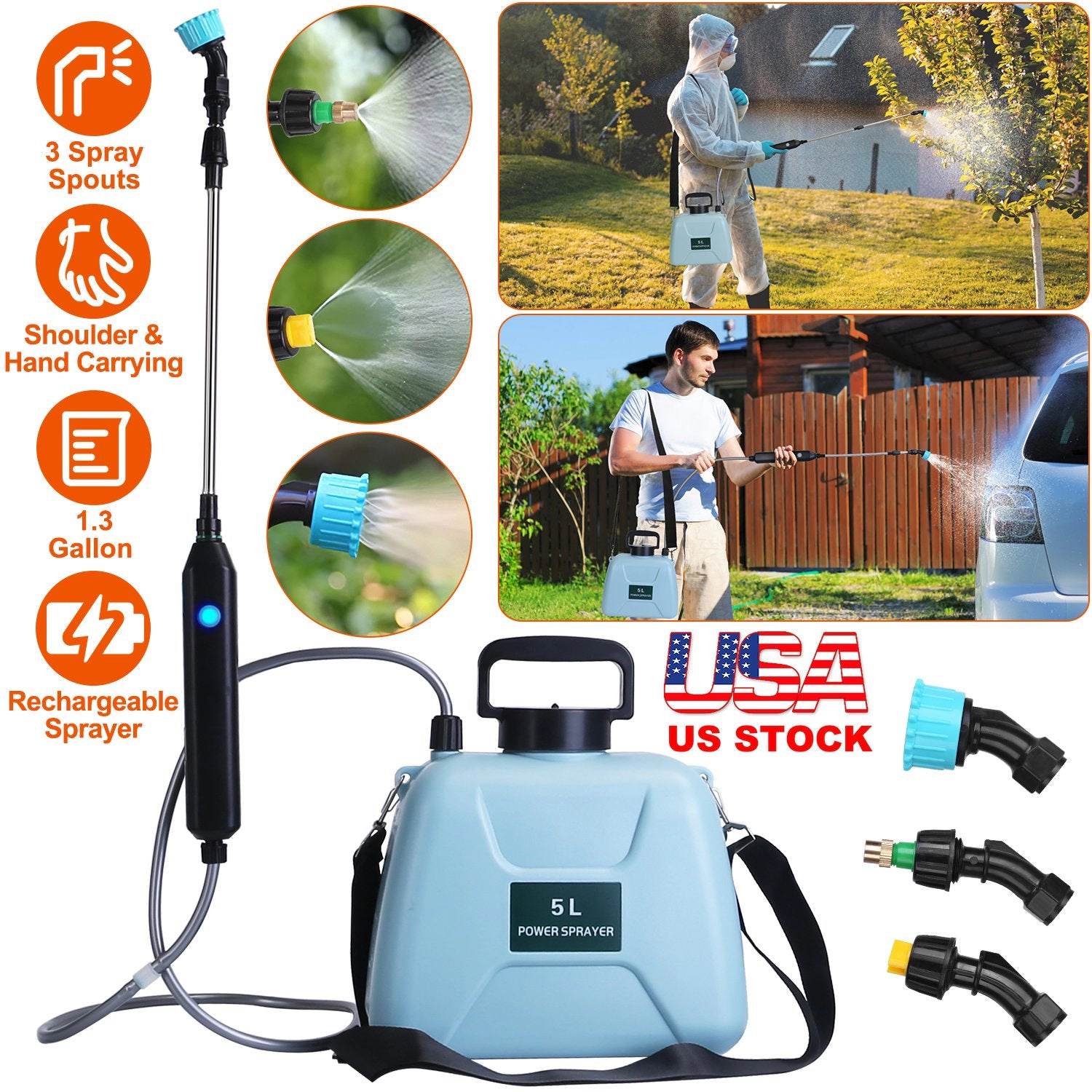GBruno 5L Rechargeable Electric Plant Sprayer
