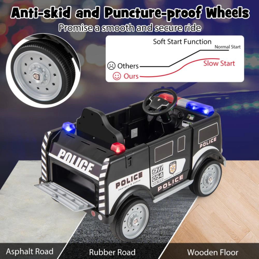 Hivvago 12V Battery Powered Electric Vehicle with 3 Speeds and Megaphone-Black