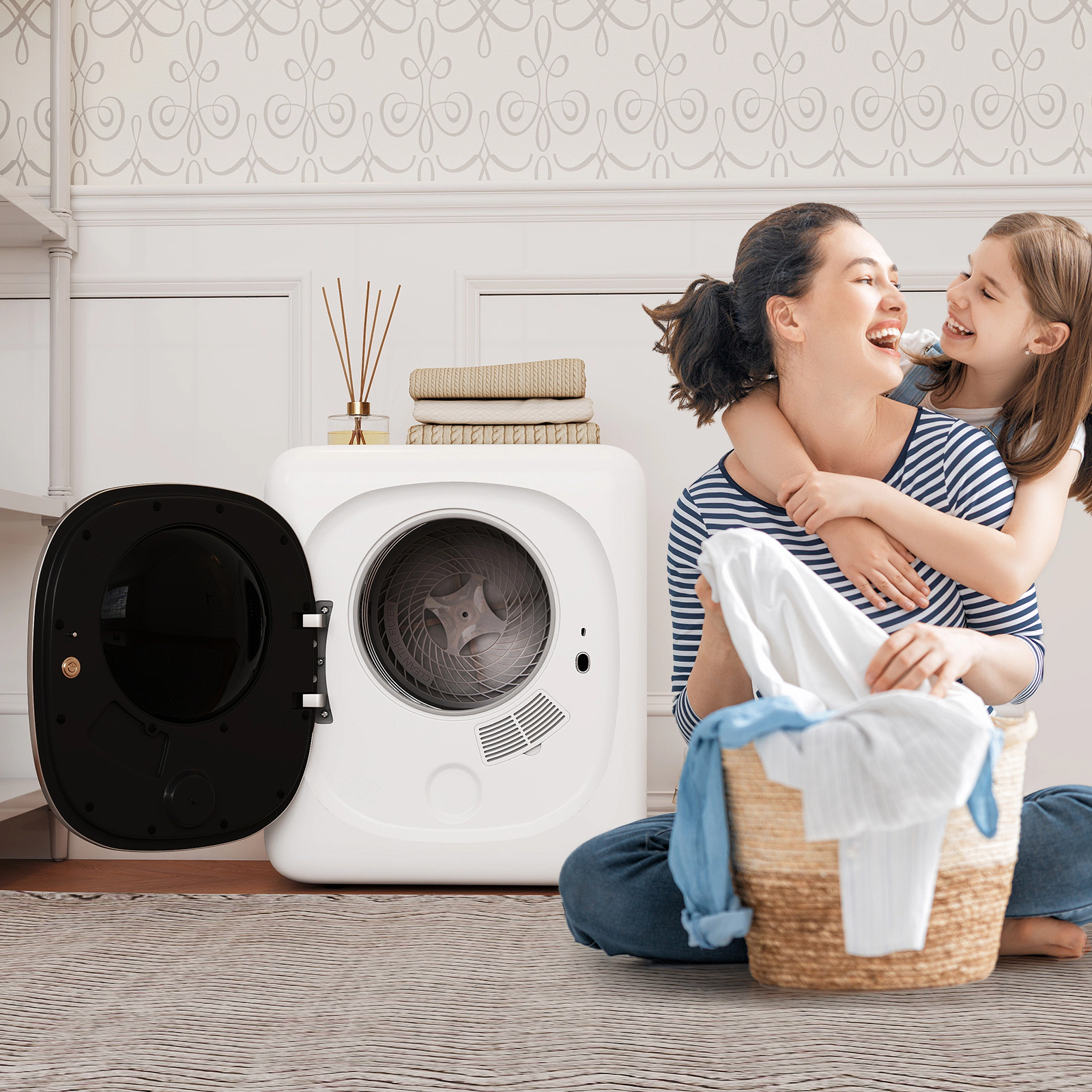 LJG Portable Clothes Dryer Compact Drying Machine 800W Electric Laundry Dryer