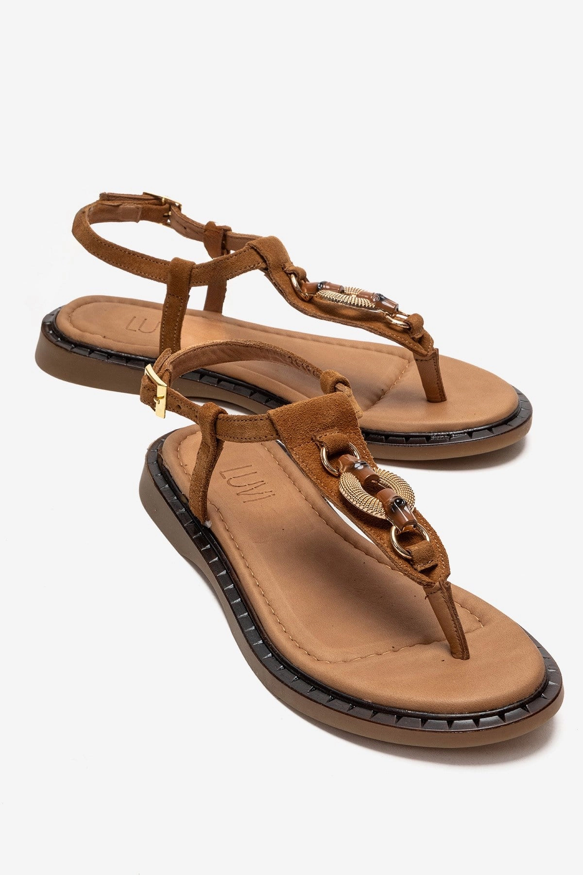 Forever & Always Womens Tiana Leather Buckled Sandals