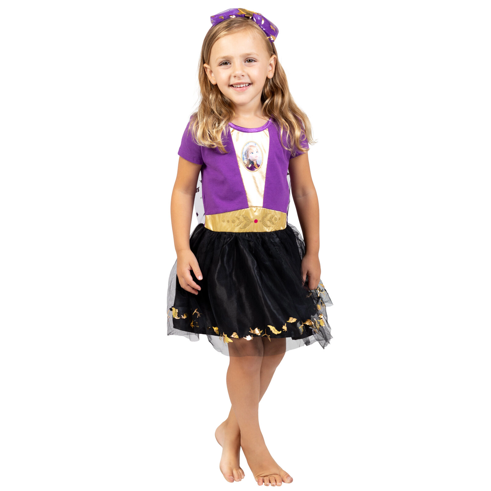 Disney Frozen Girls' Cosplay Dress with Cape and Headband Set