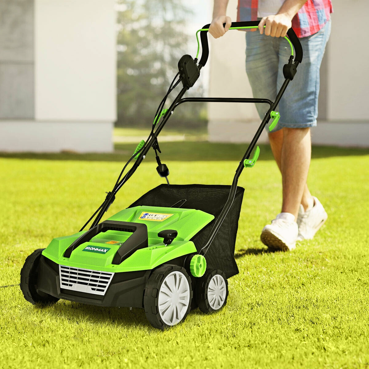 LJG 15 Inch 13 Amp Electric Scarifier with Collection Bag and Removable Blades
