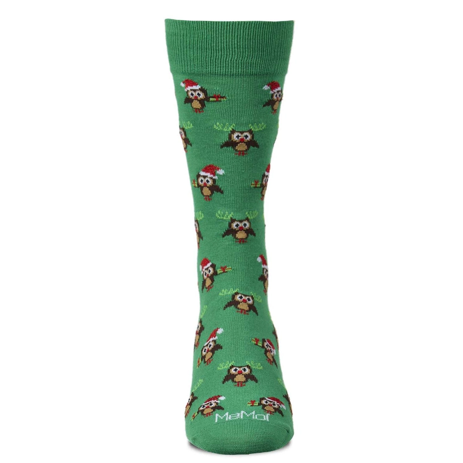 Memoi Men's "Owl" Graphics Holiday Novelty Crew Socks