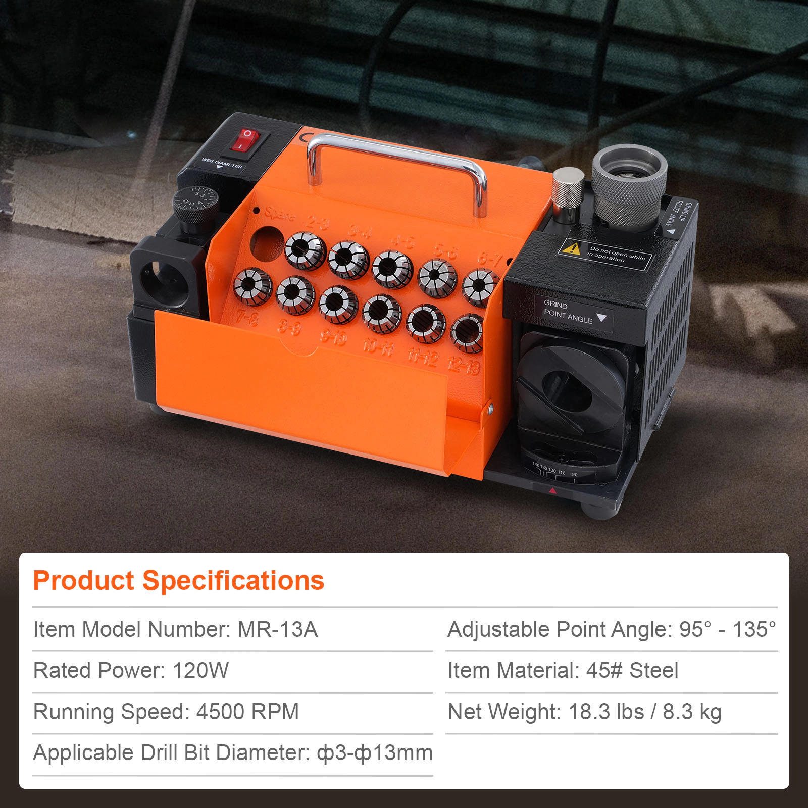 HONGGE Drill Bits Sharpener, Grinder Sharpener, Point Angle Adjustable Drill Bit Re-Sharpener