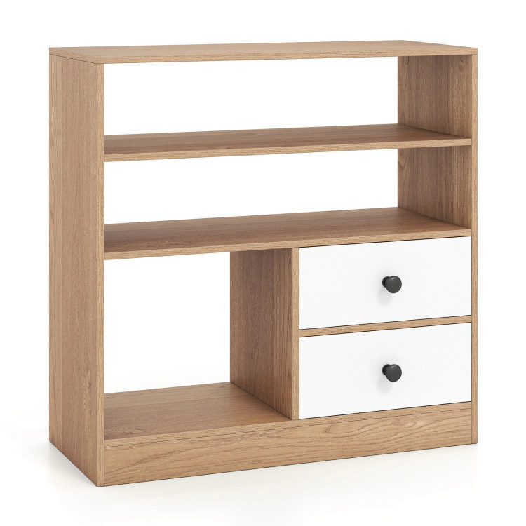 Hivvago Open Storage Cabinet With 3 Compartments And 2 Drawer