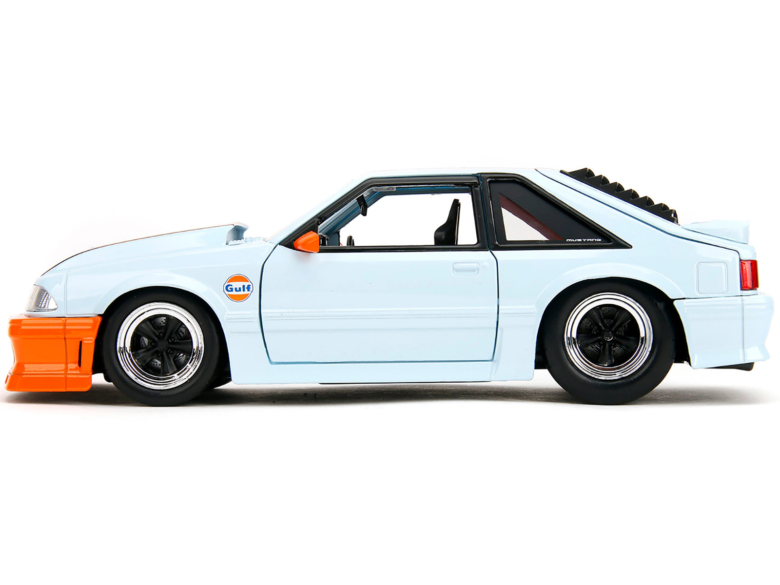 Jada 1989 Ford Mustang Gt "Gulf Oil" Light Blue With Orange Stripe "Bigtime Muscle" Series 1/24 Diecast Model