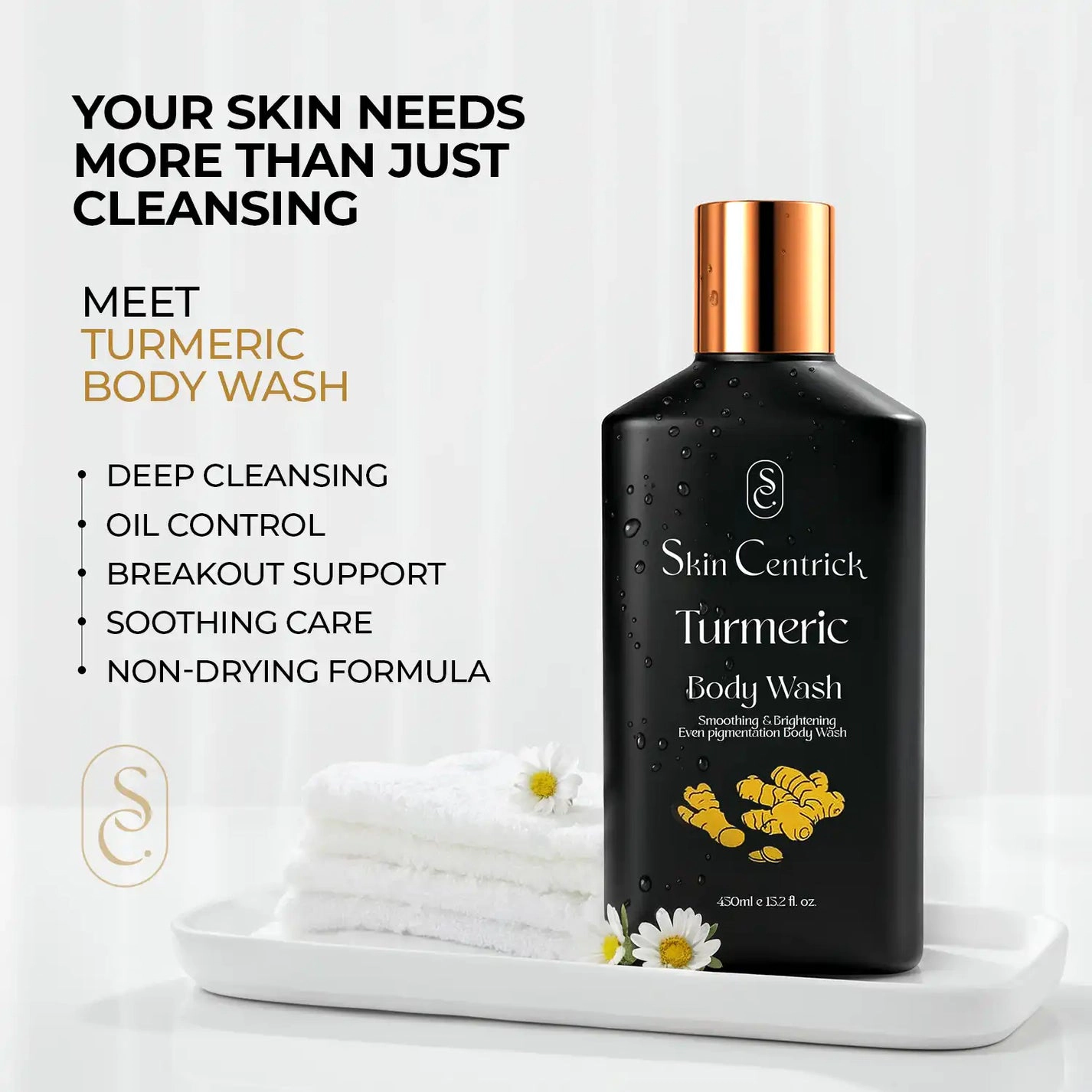 Skin Centrick | Body Wash | Moisturizing | Turmeric & Argan Oil | Dull & Dry Skin | 500 ml