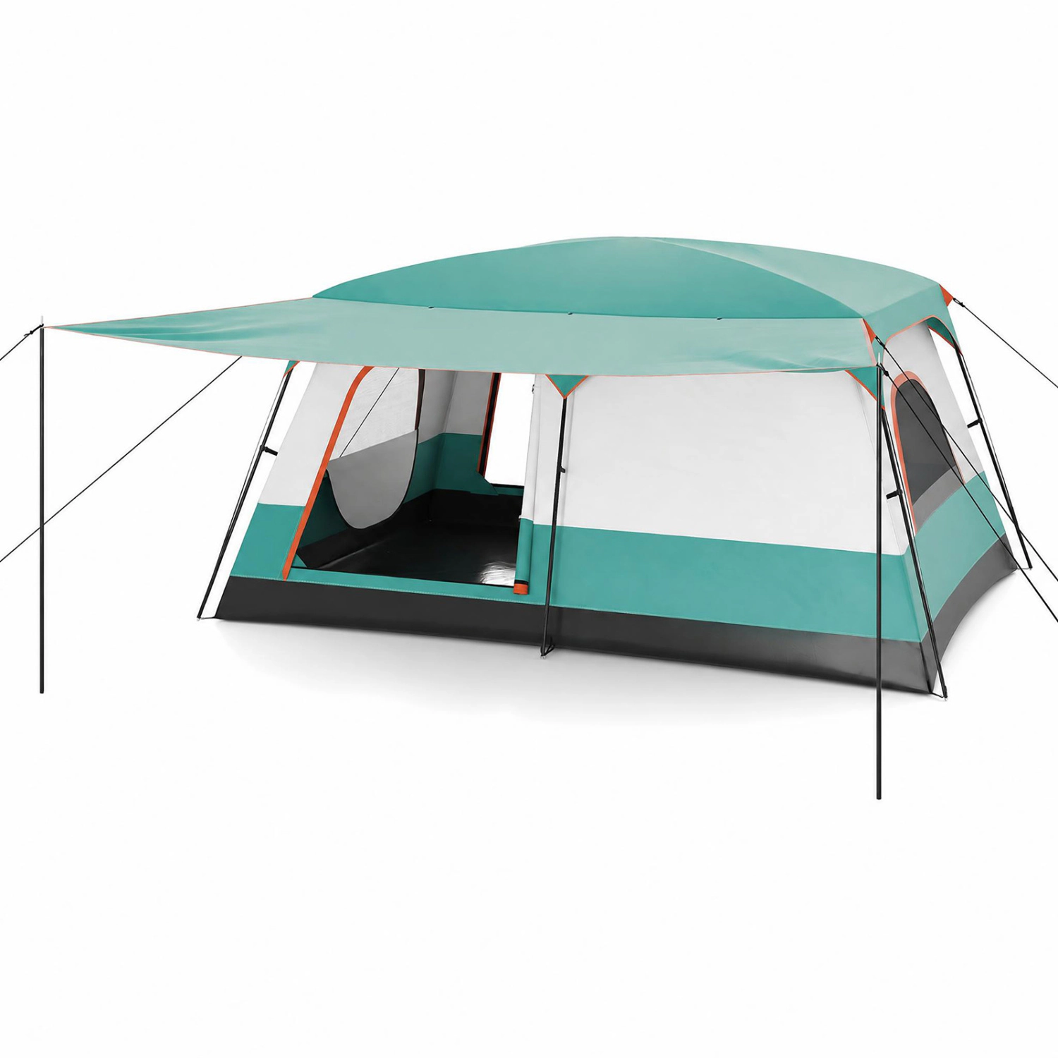 LJG 8- Person Camping Tent with Double Rooms and 2 Doors