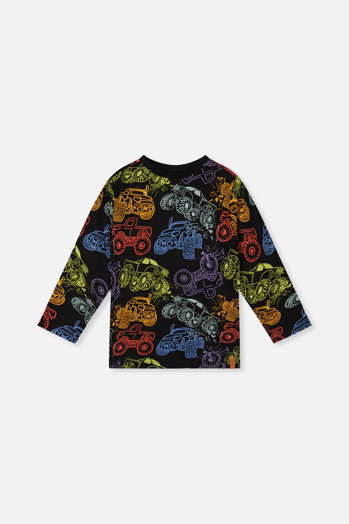 Deux par Boys Organic Cotton Long Sleeve Monster Truck Print T-Shirt