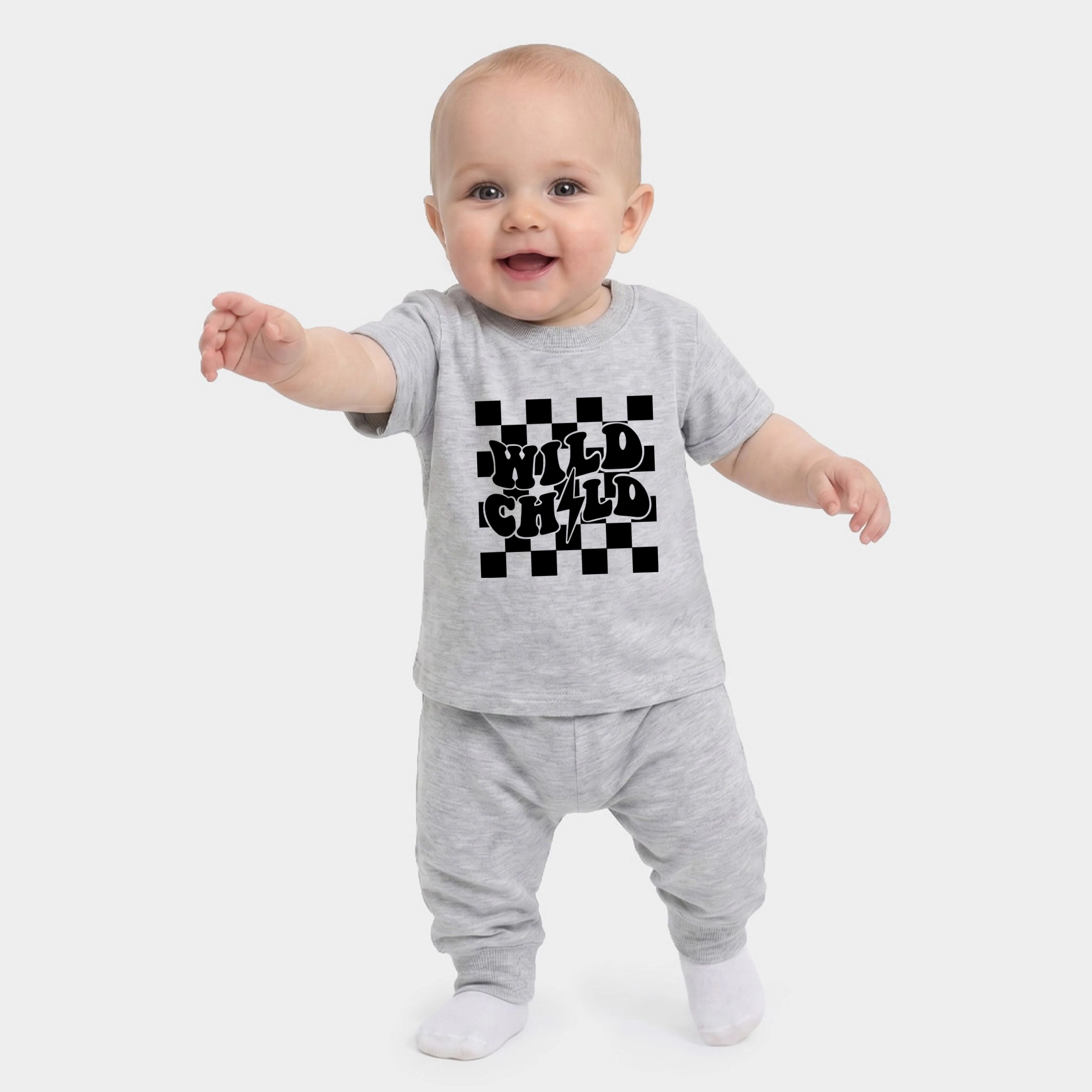 The Juniper Shop - Infant Jogger Pant Crew Set Wild Child Lightning Bolt