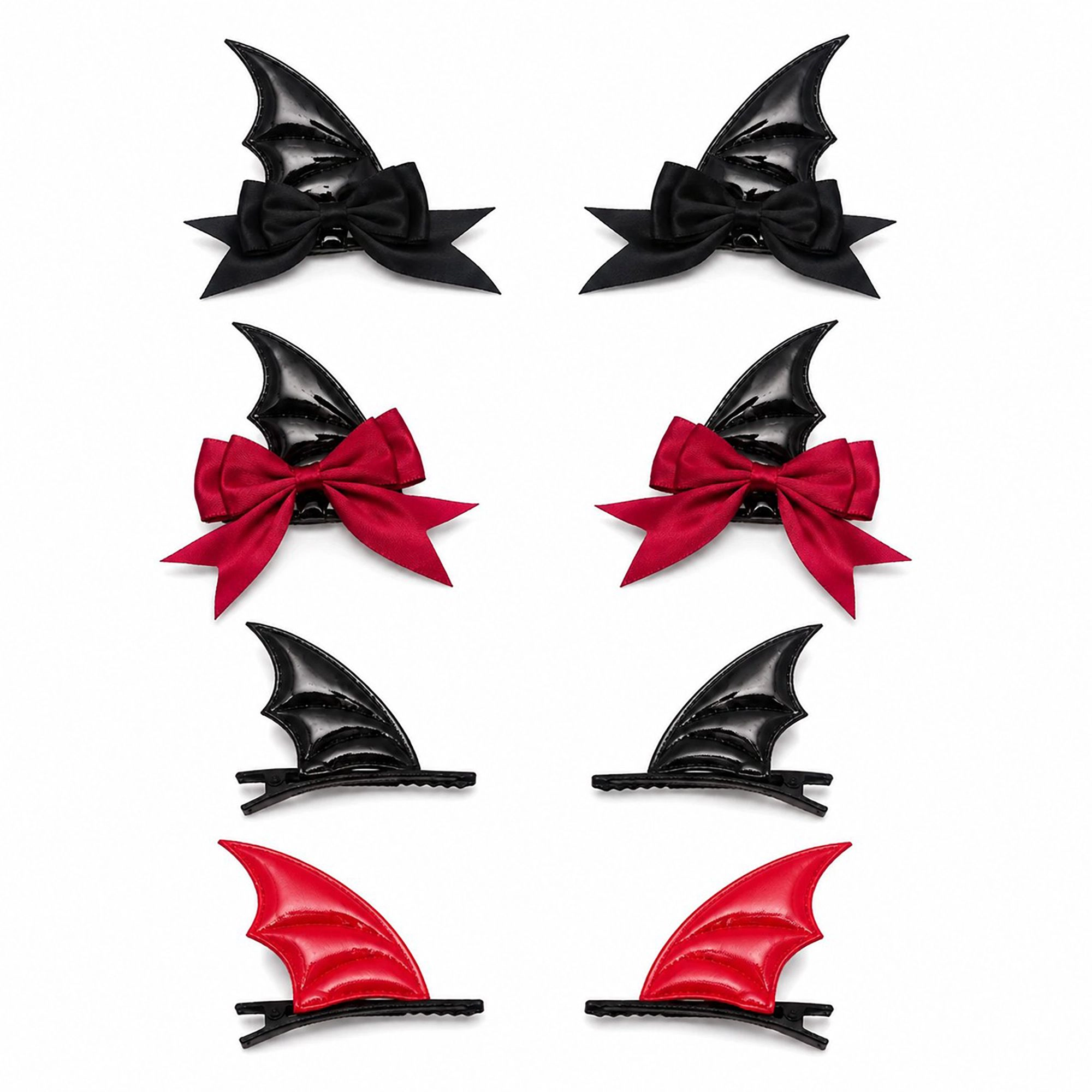 Alilang Women's 8-Piece Halloween Bat Wing Satin Bow Hair Clip Set