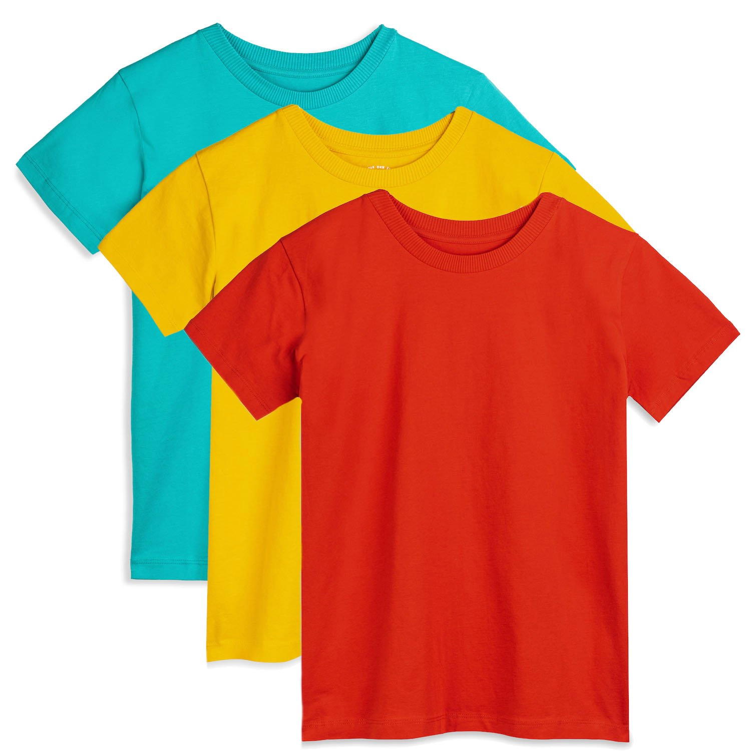 Mightly Kids Organic Cotton Short Sleeve Classic Fit T-Shirts, 3pack