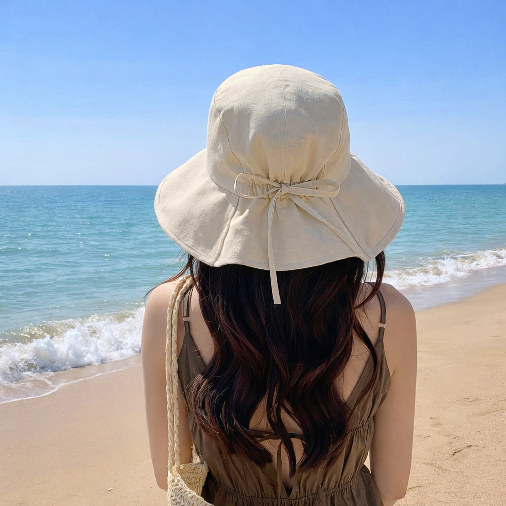 Anna-Kaci Women's Wide Brim Sun Hat with Back Bow Adjustable Cotton Bucket Lightweight Summer Protection