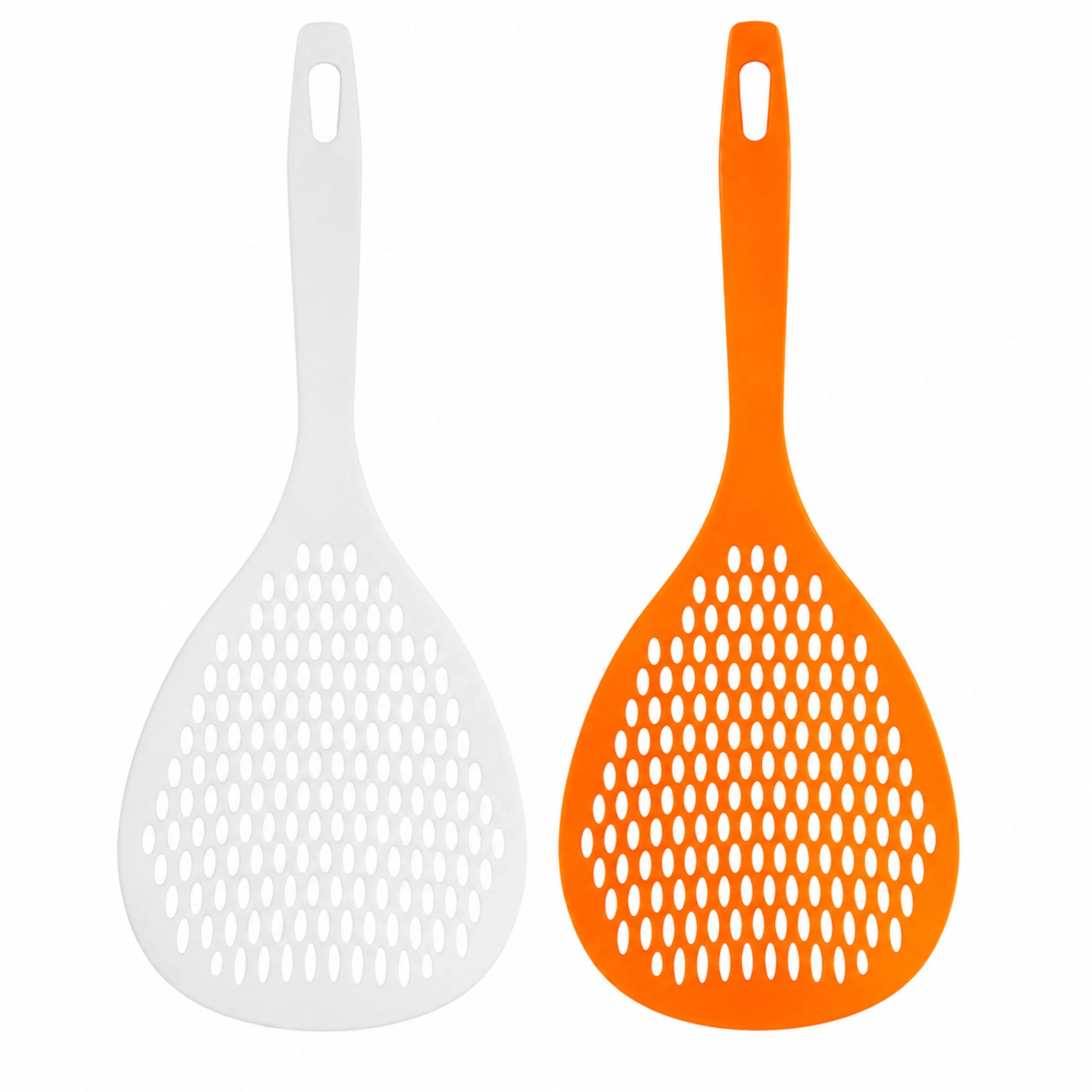 Home Collection Pack of 2 Scoop Colander Strainer Long Handle Kitchen Drain Spoon