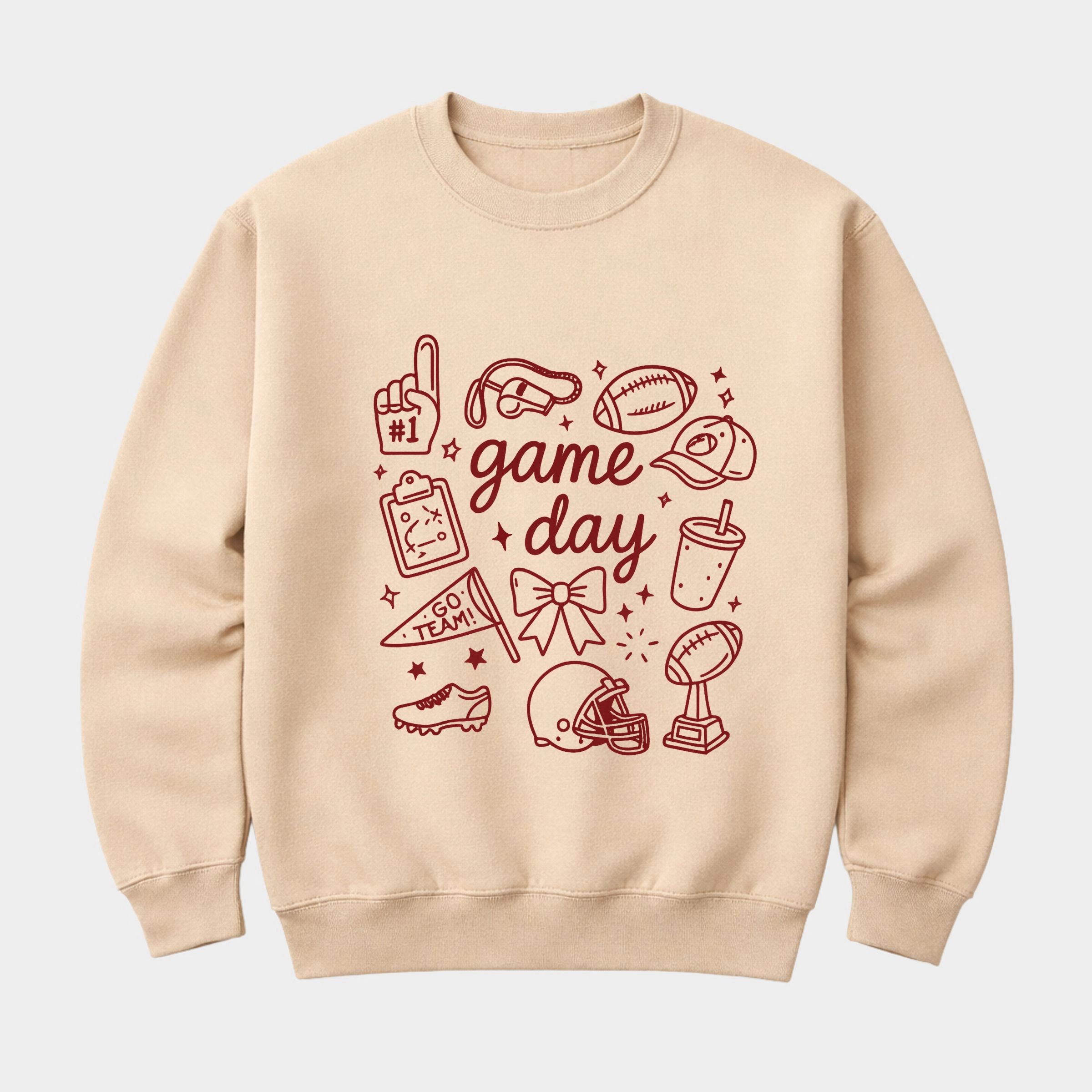 Simply Sage Market - Game Day Football Sketched Collage  Women's Graphic Sweatshirt