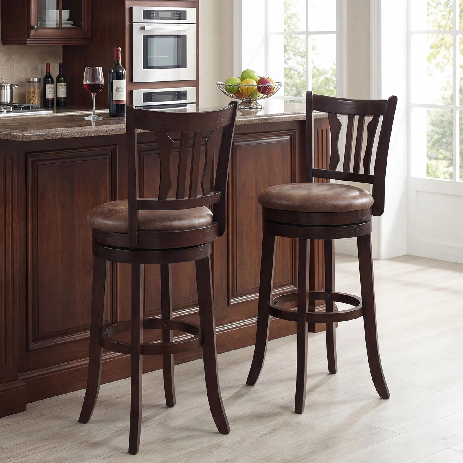 SlickBlue Counter Height Swivel Bar Chairs with Backrest and Footrest Set of 2