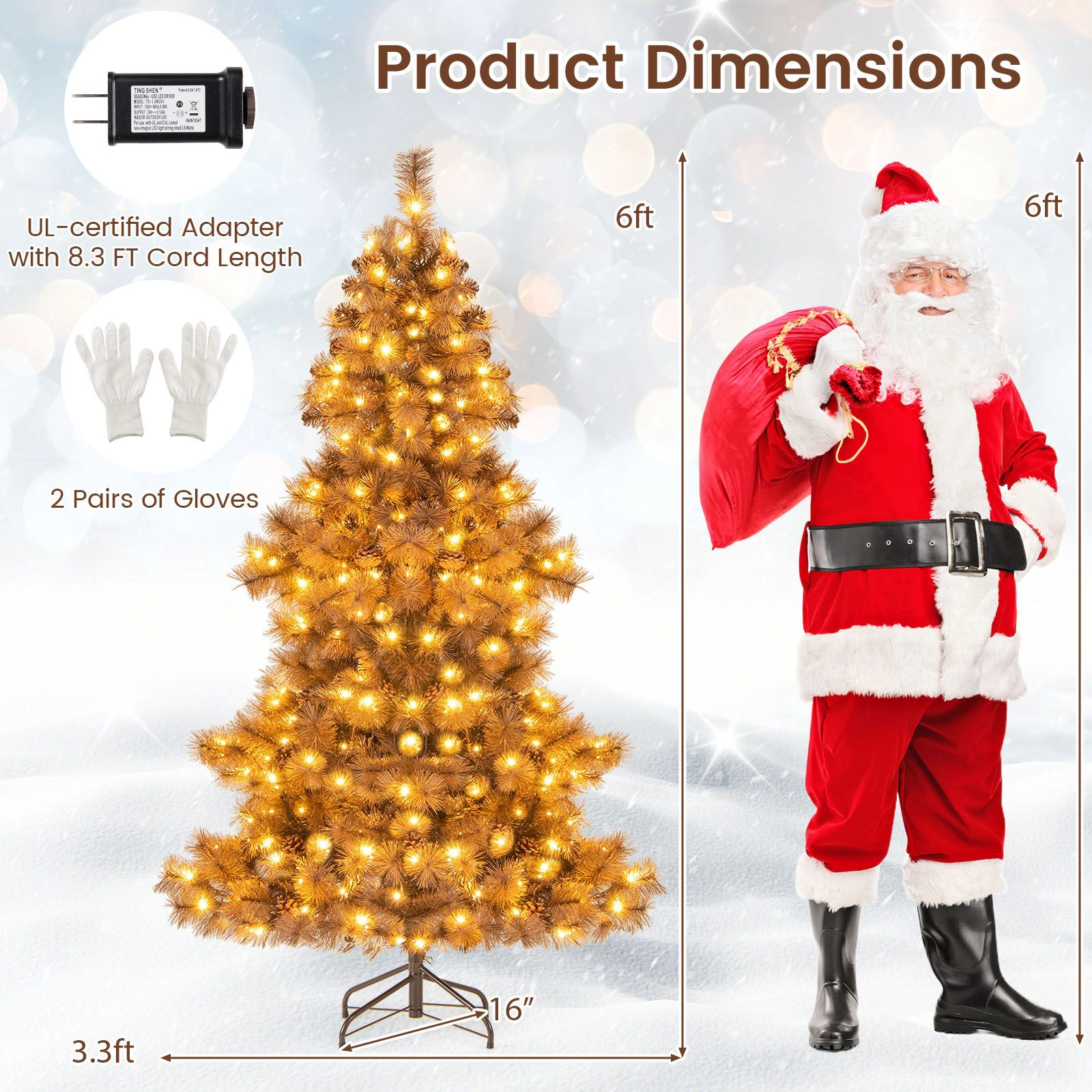 SlickBlue Chocolate Christmas Tree with 493 Branch Tips and 200 LEDs