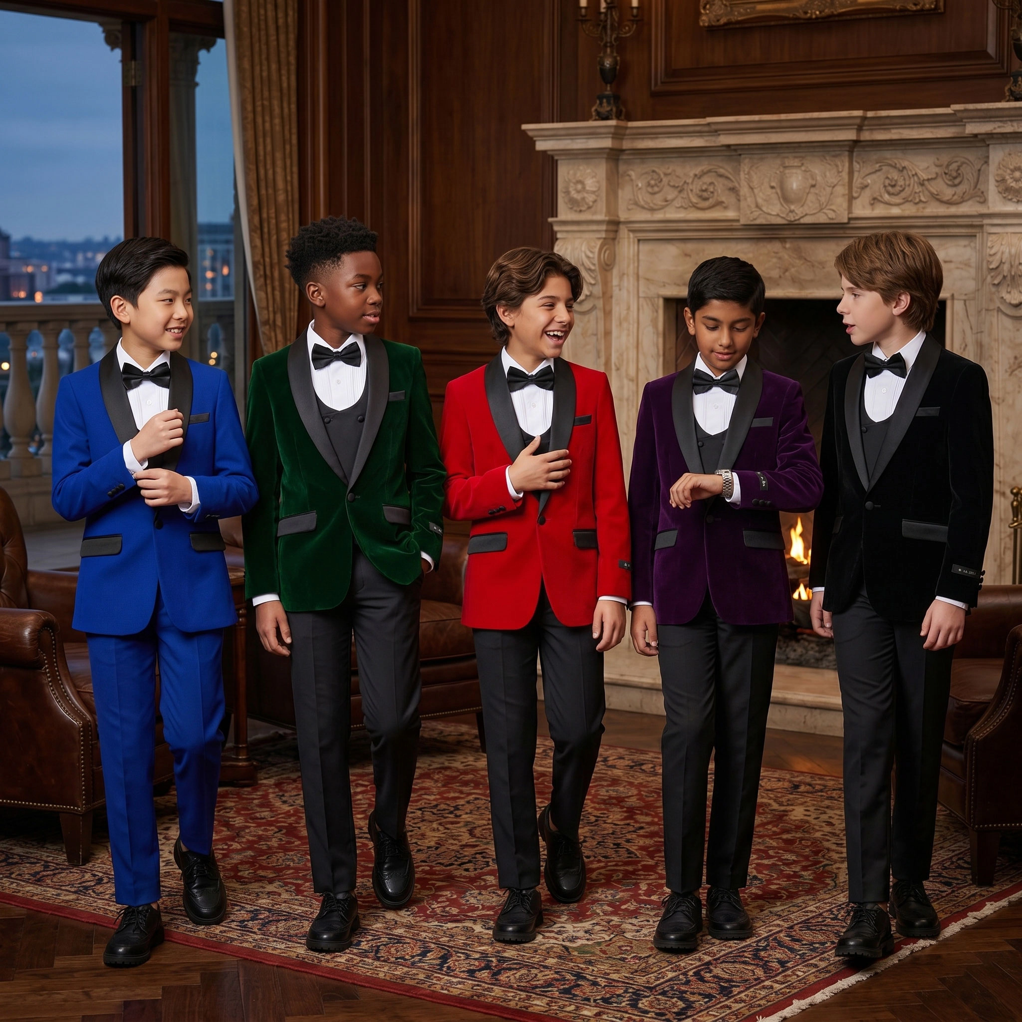 Tazzio Little & Big Boys 5pc Slim-Fit Velvet Tuxedo Set