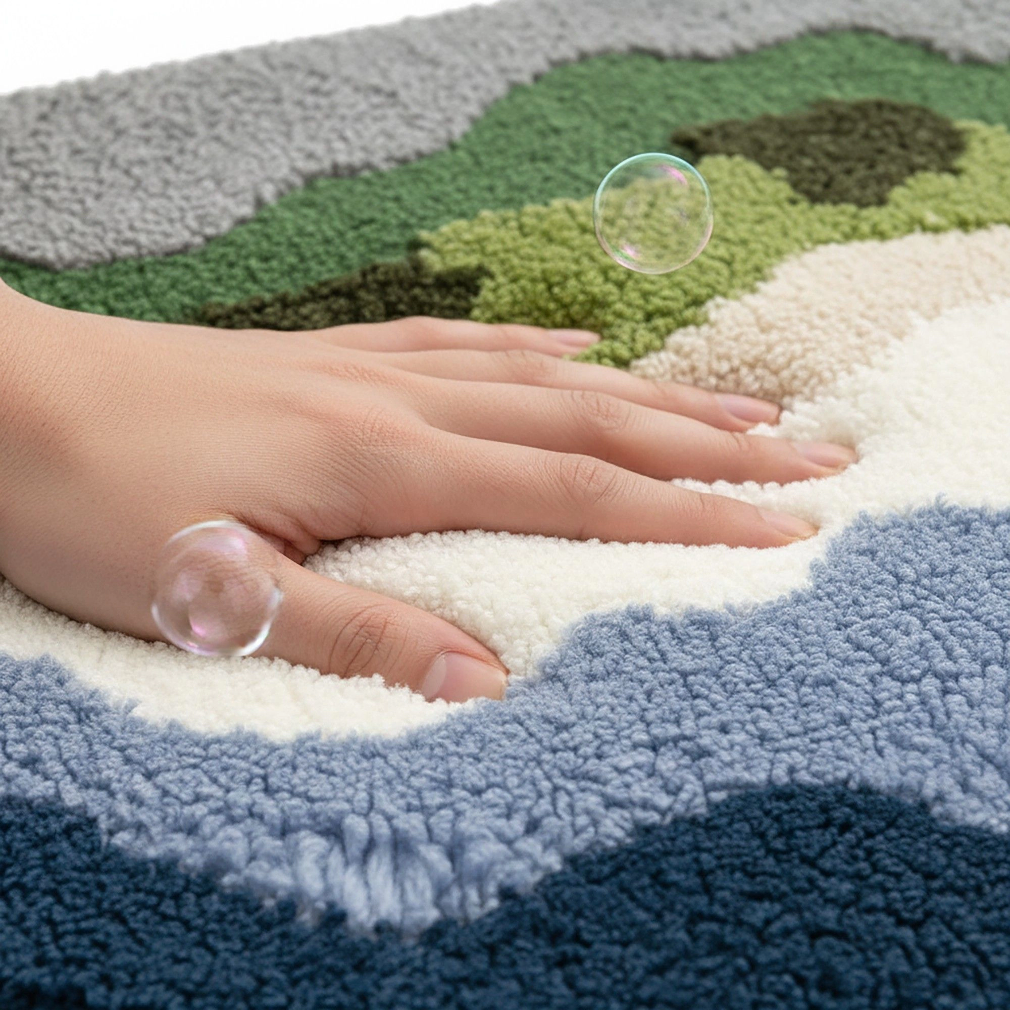 Alilang Unisex Tufted Floor Mat with Abstract Nature Pattern Non Slip Backing Soft Plush Decorative Indoor Entryway Bath