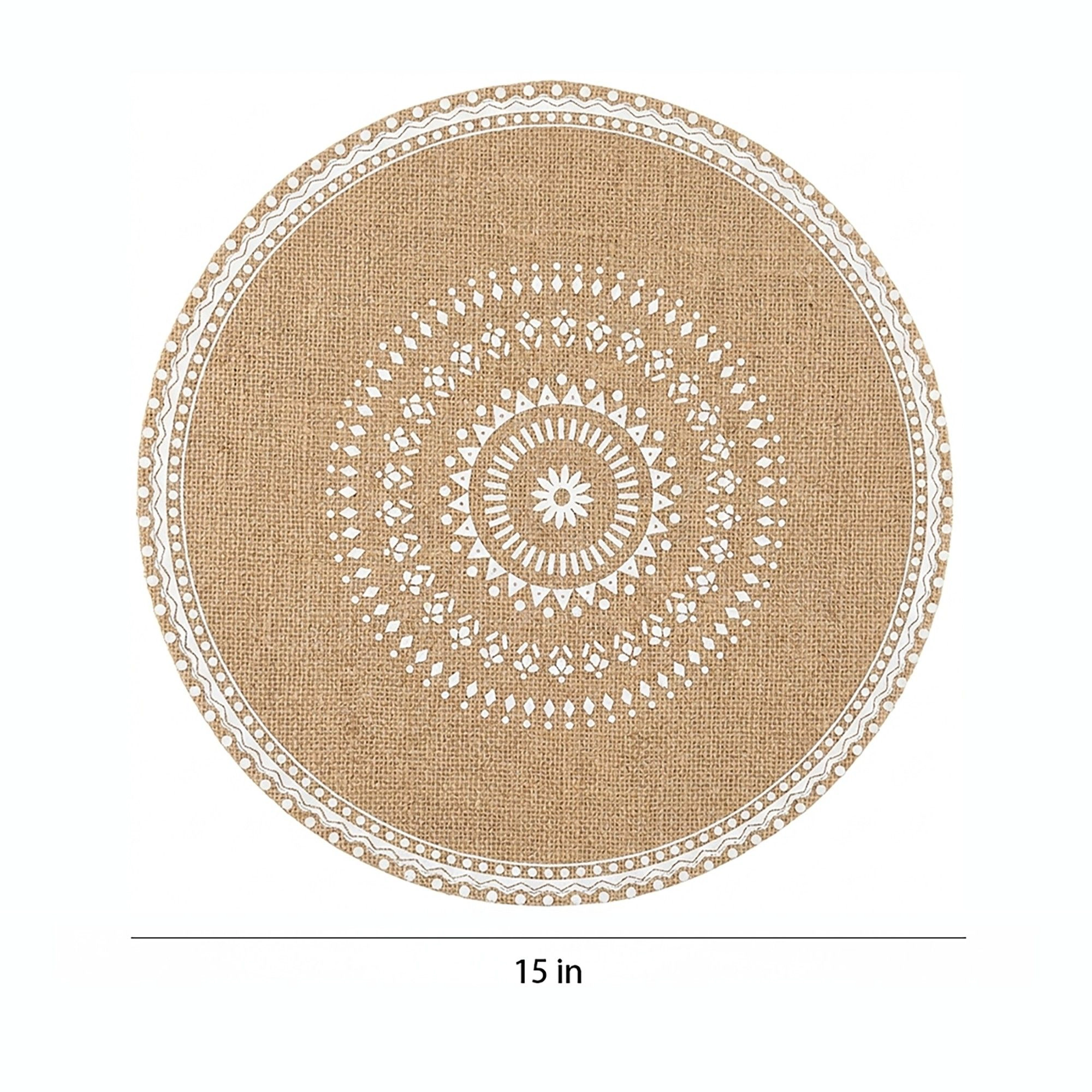 Alilang Unisex 4 Piece Boho Round Placemat Set Woven Look Heat Resistant Table Mats for Dining